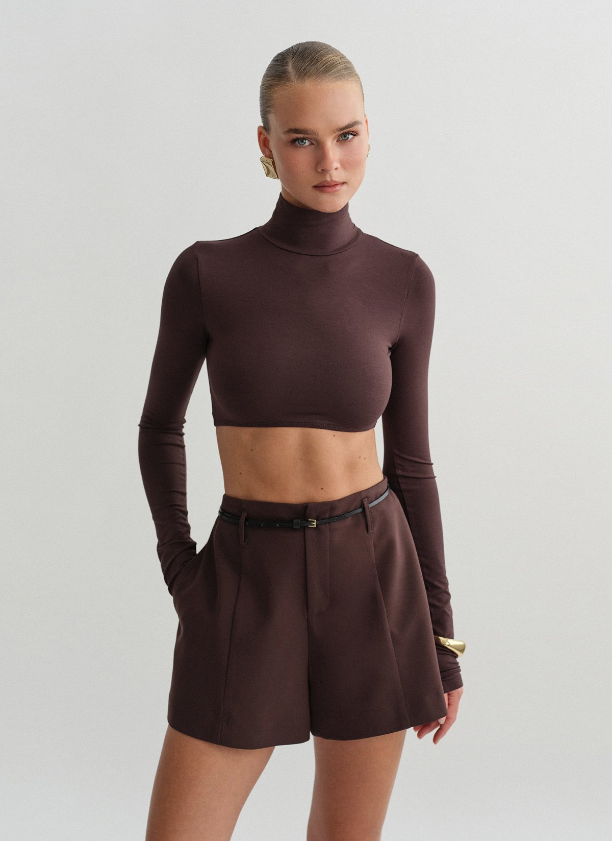 Γυναικείο μακρυμάνικο crop τοπ ζιβάγκο bamboo