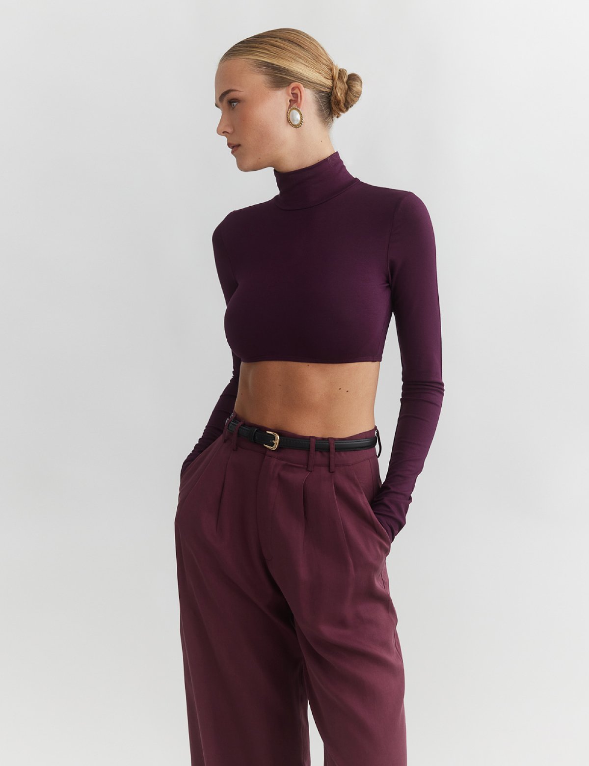 Γυναικείο μακρυμάνικο crop τοπ ζιβάγκο bamboo