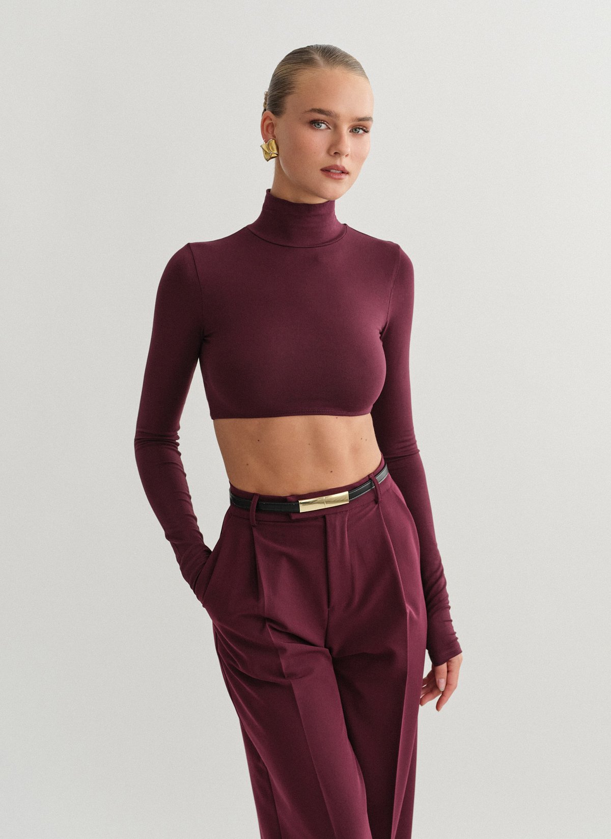 Γυναικείο μακρυμάνικο crop τοπ ζιβάγκο bamboo