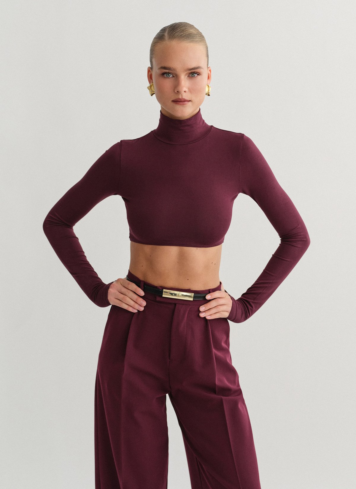 Γυναικείο μακρυμάνικο crop τοπ ζιβάγκο bamboo