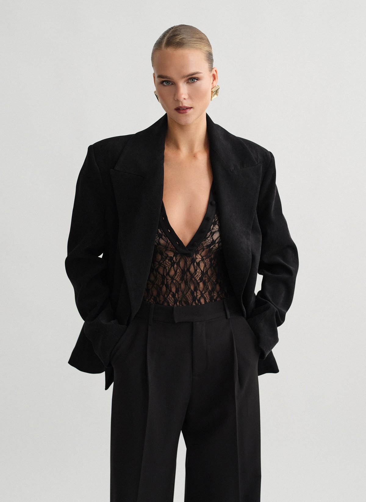 Velvet curduroy double-breasted blazer-10