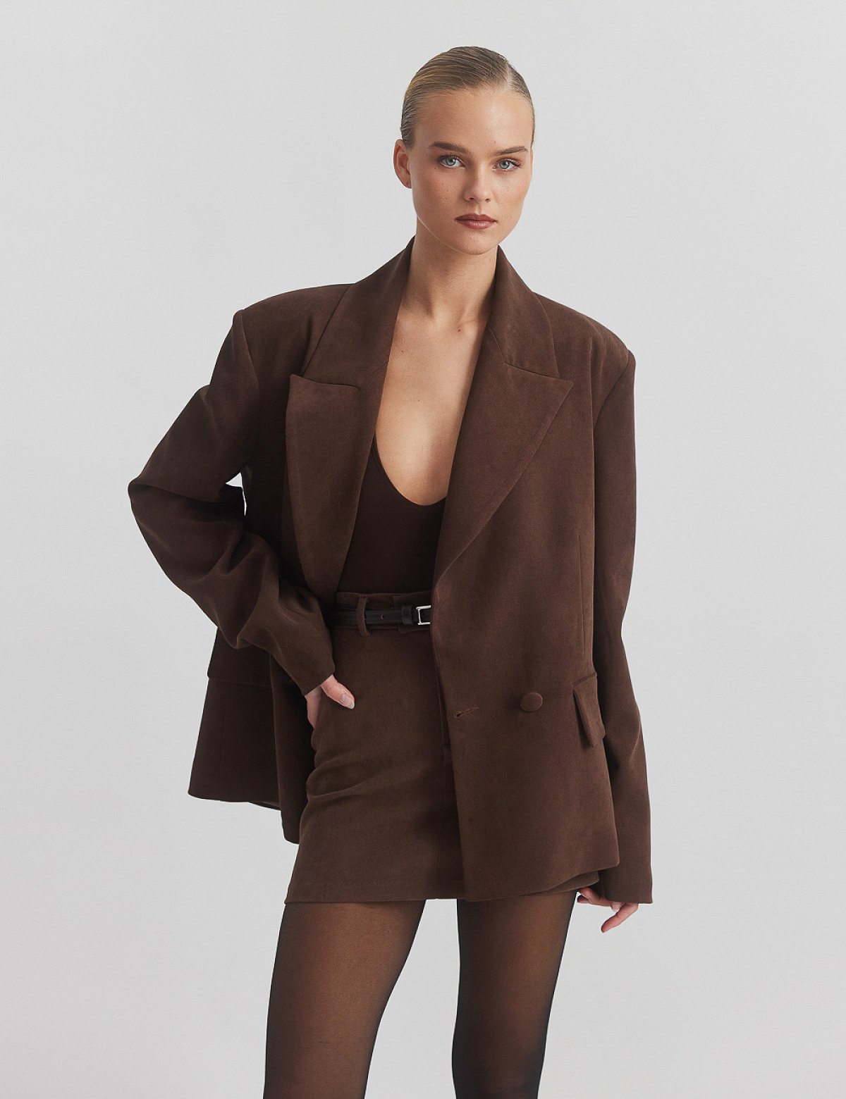 Velvet curduroy double-breasted blazer-14