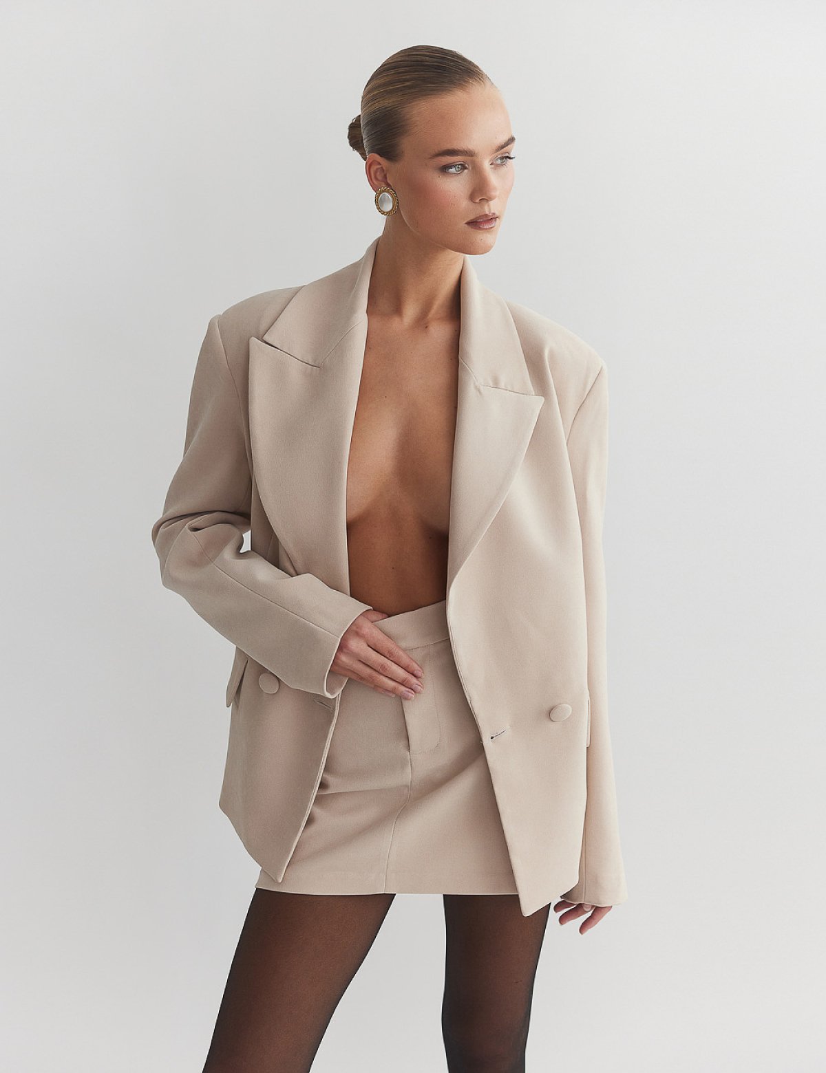 Velvet curduroy double-breasted blazer-24