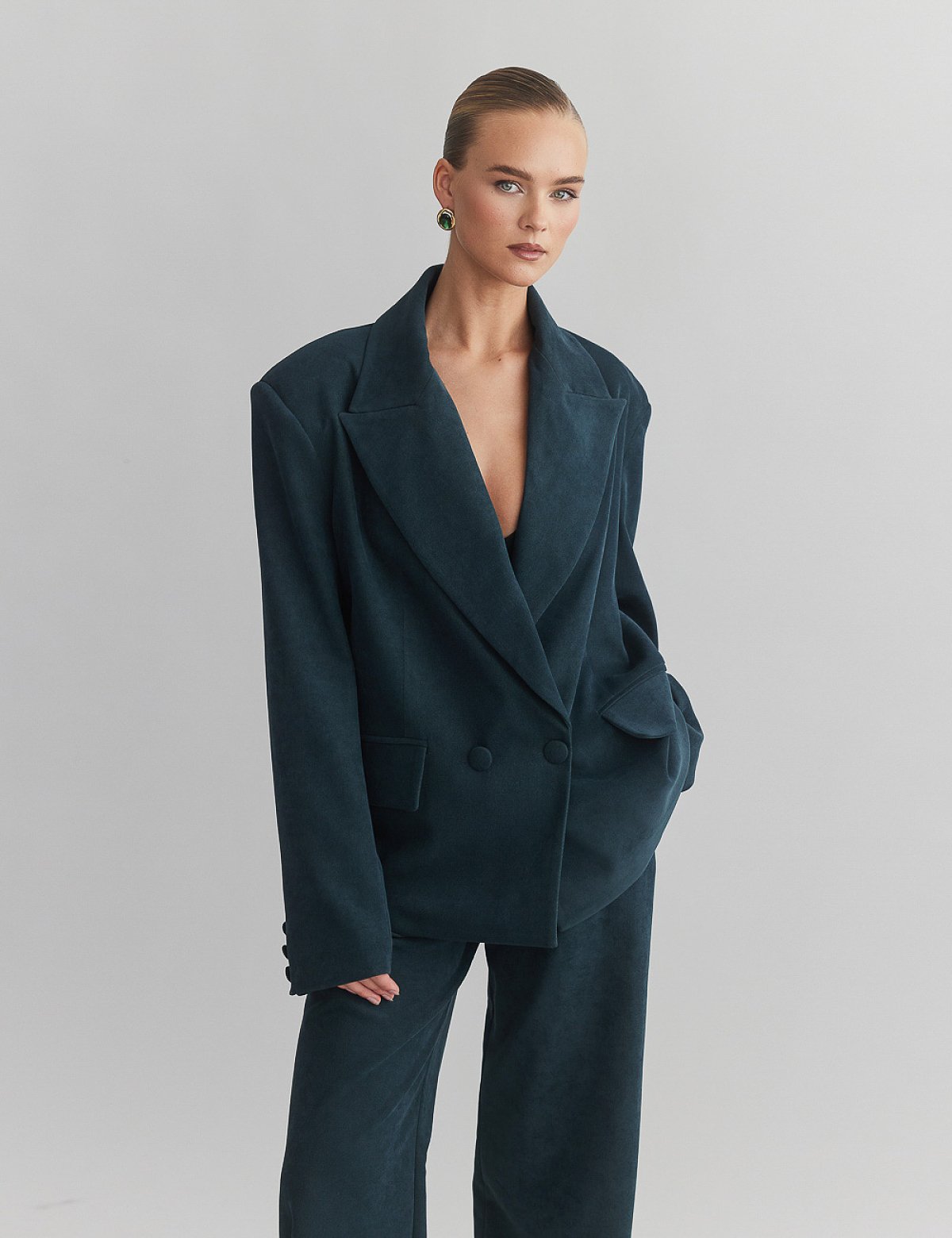 Velvet curduroy double-breasted blazer-28