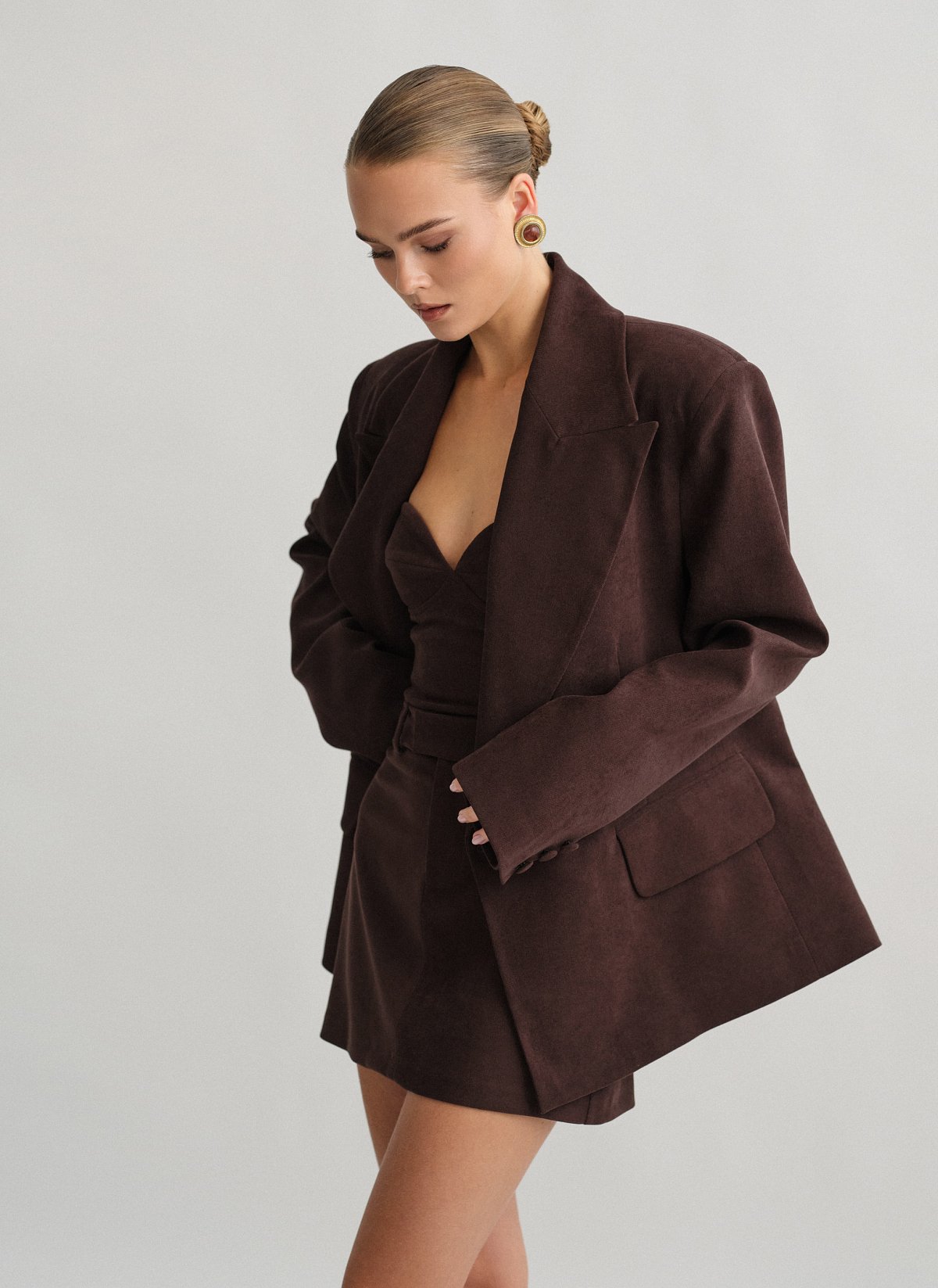 Velvet curduroy double-breasted blazer-2