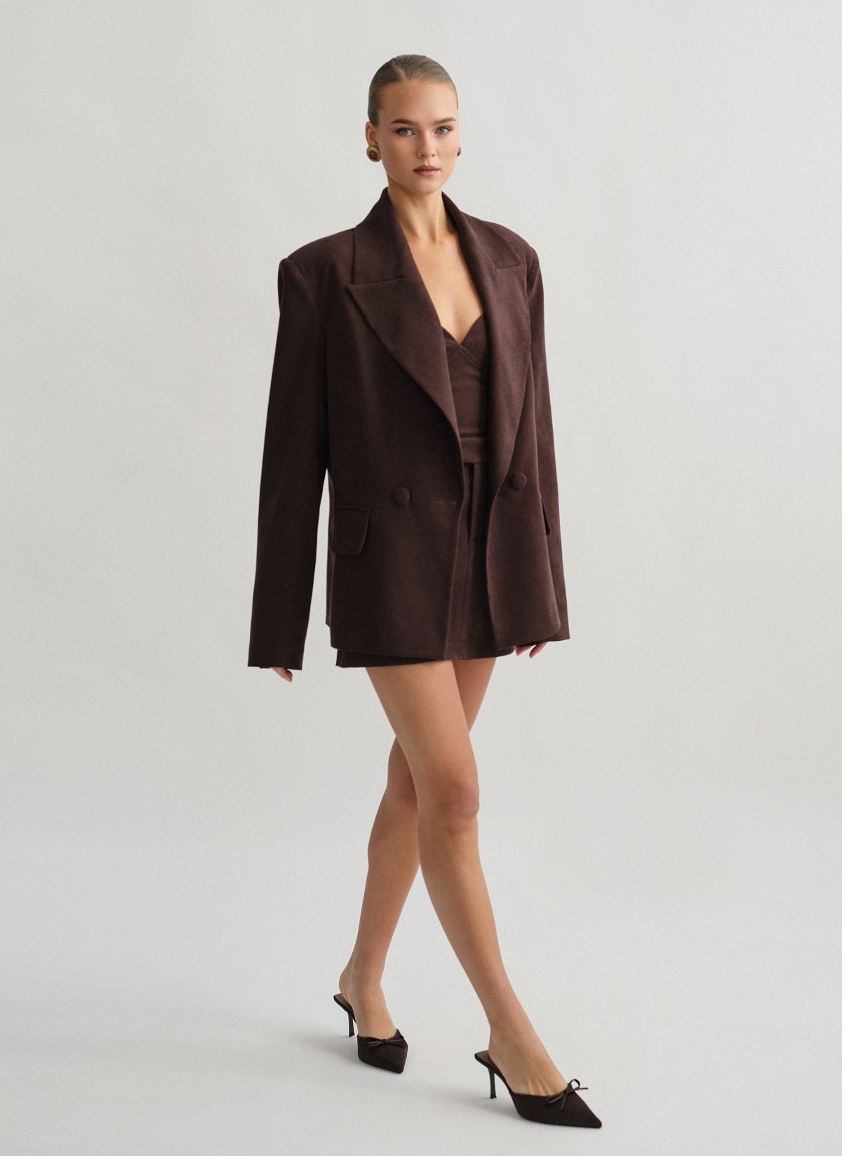 Velvet curduroy double-breasted blazer-3
