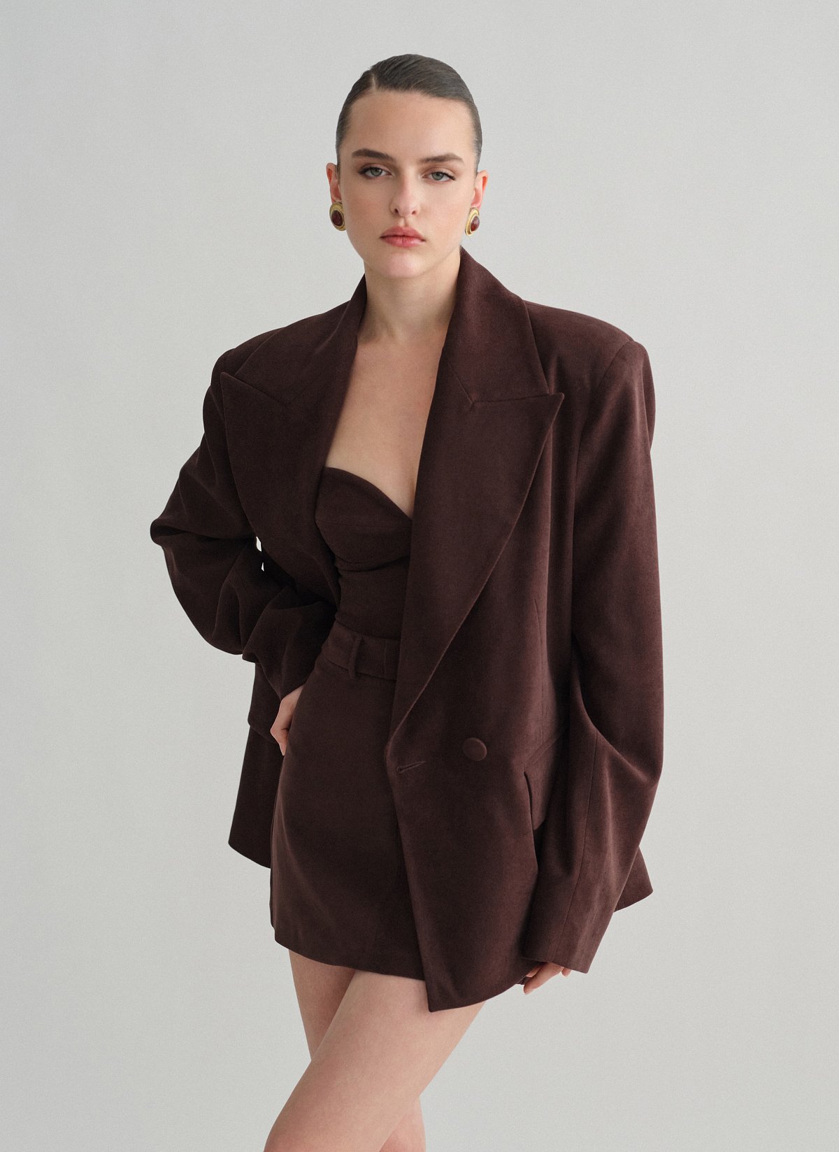 Velvet curduroy double-breasted blazer-6