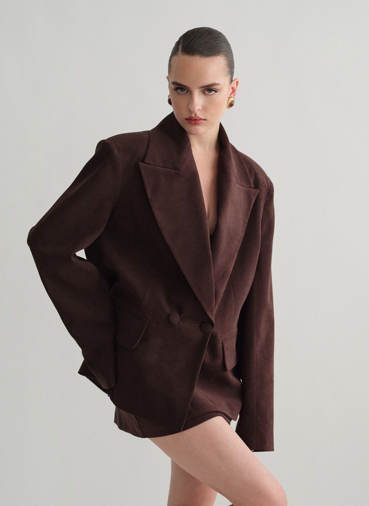 Velvet curduroy double-breasted blazer-4