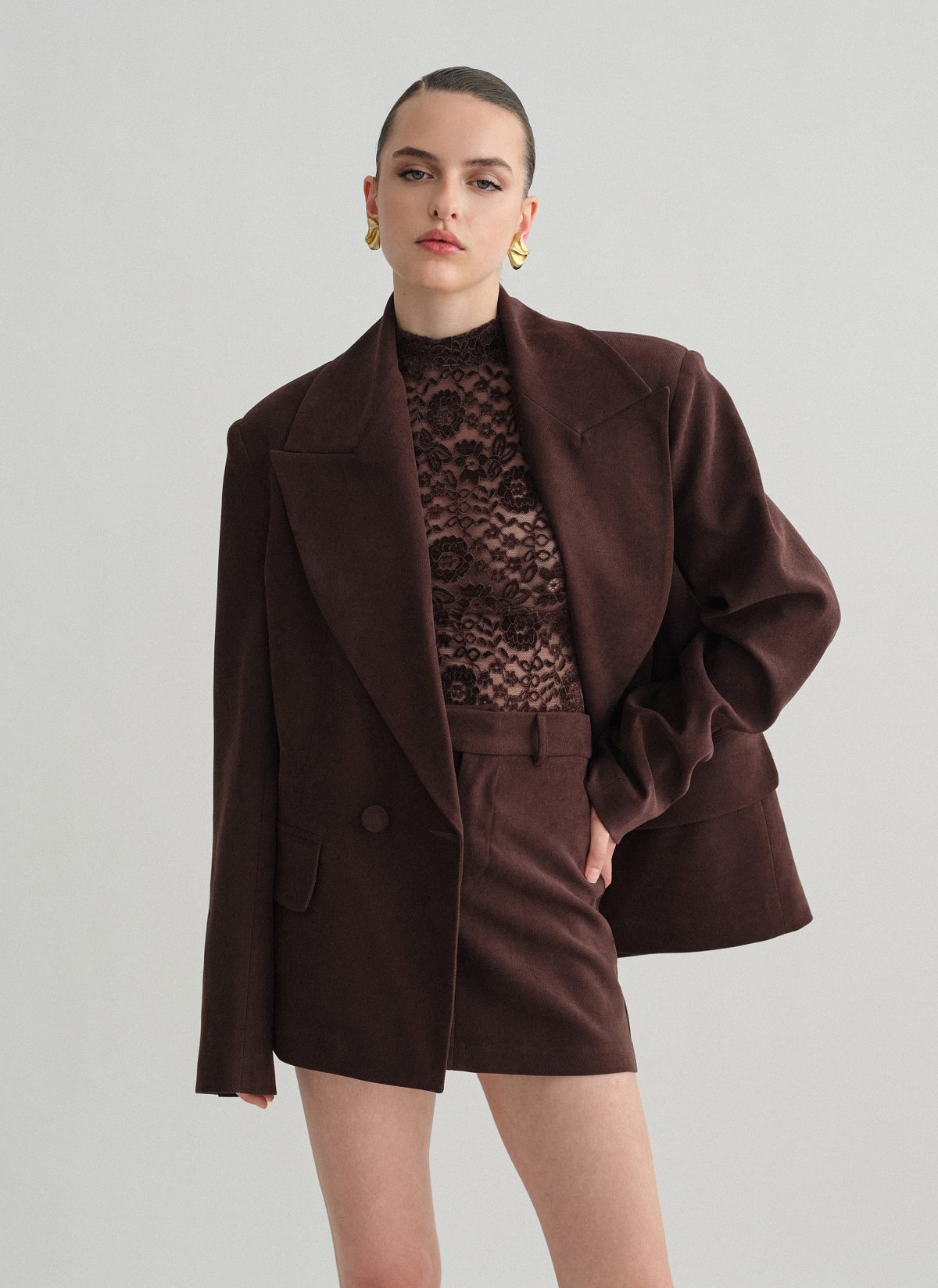 Velvet curduroy double-breasted blazer-8