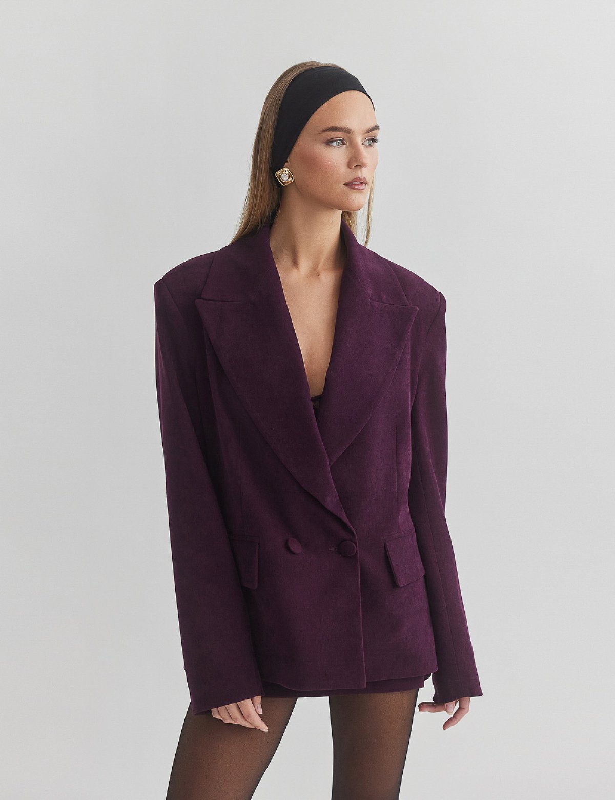 Velvet curduroy double-breasted blazer-26