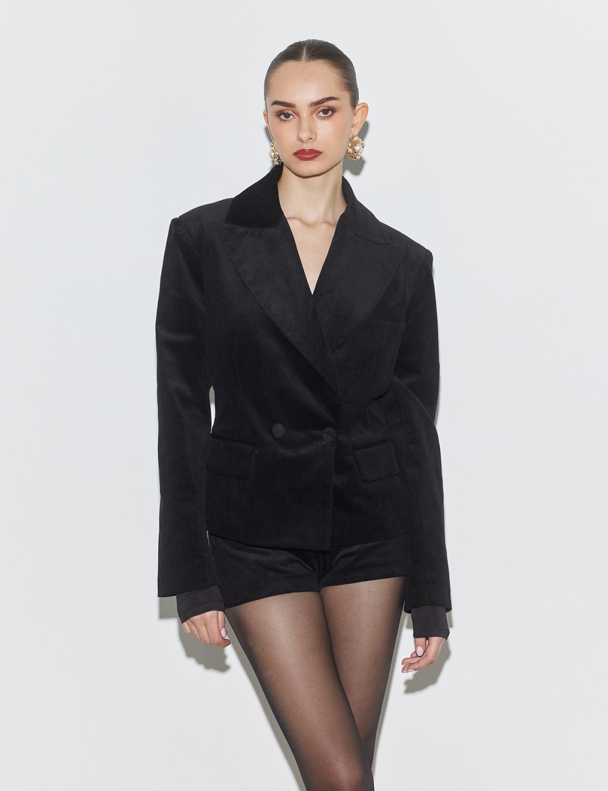 Κοτλέ σταυρωτό μπλέιζερ-1