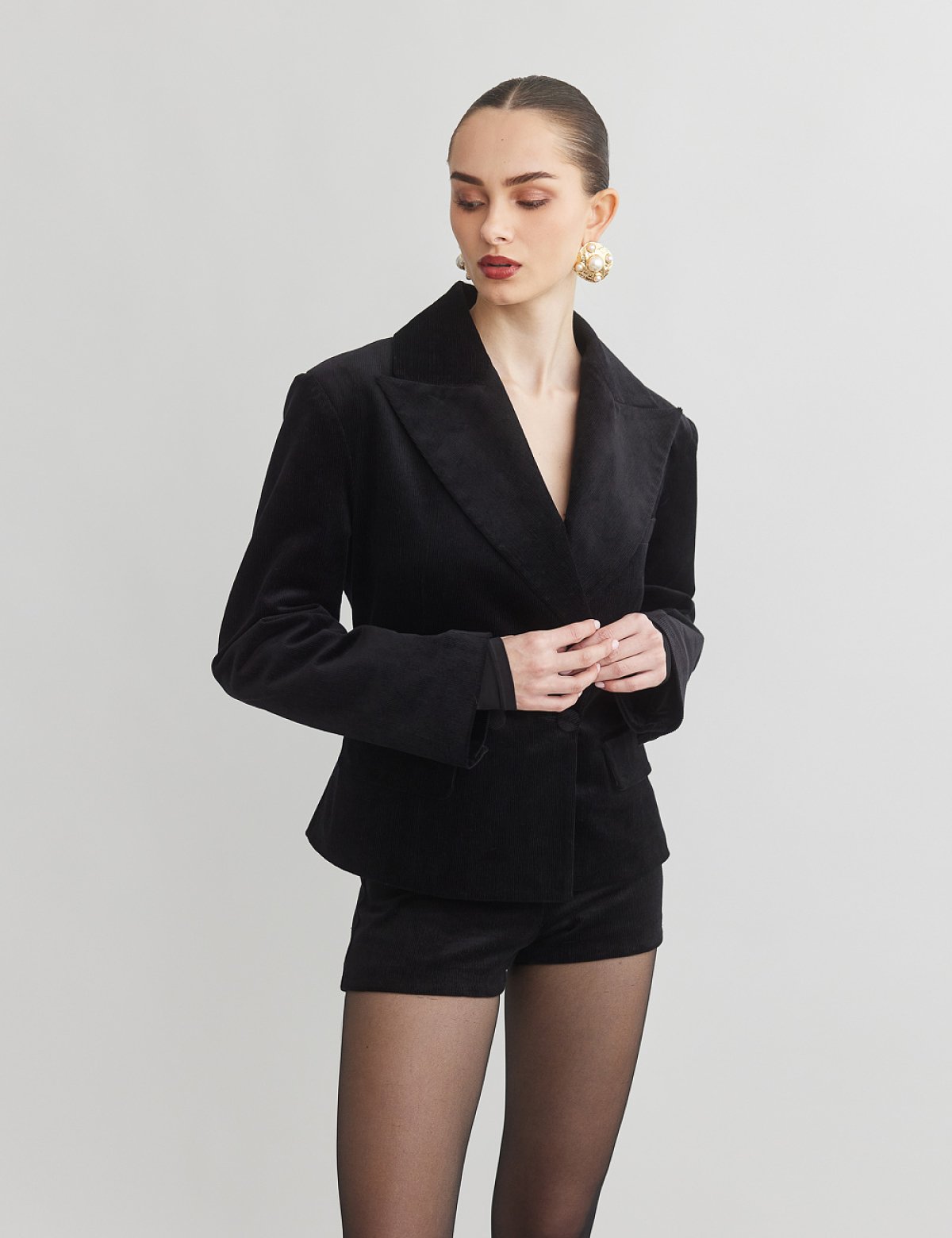 Κοτλέ σταυρωτό μπλέιζερ-2