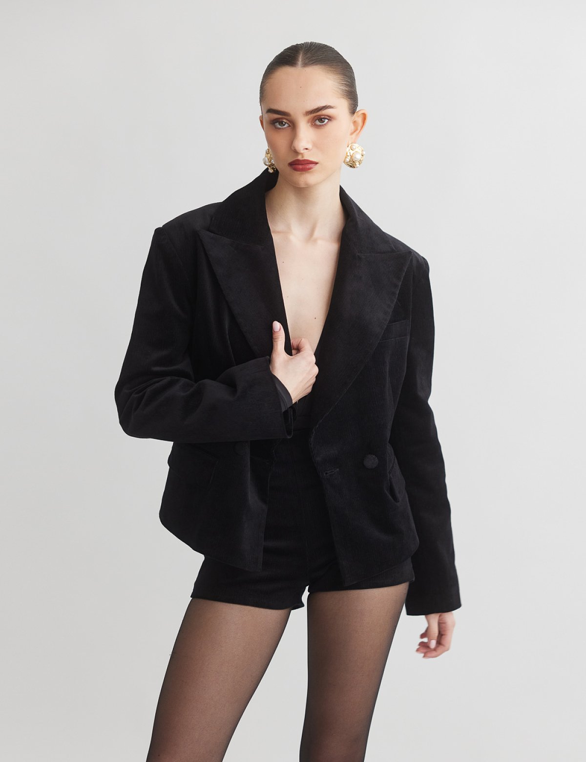 Κοτλέ σταυρωτό μπλέιζερ-0