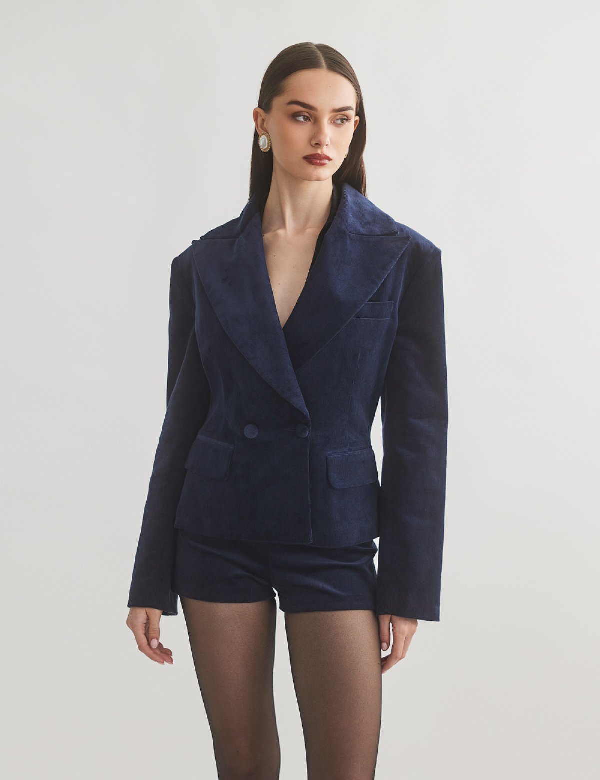 Κοτλέ σταυρωτό μπλέιζερ-9