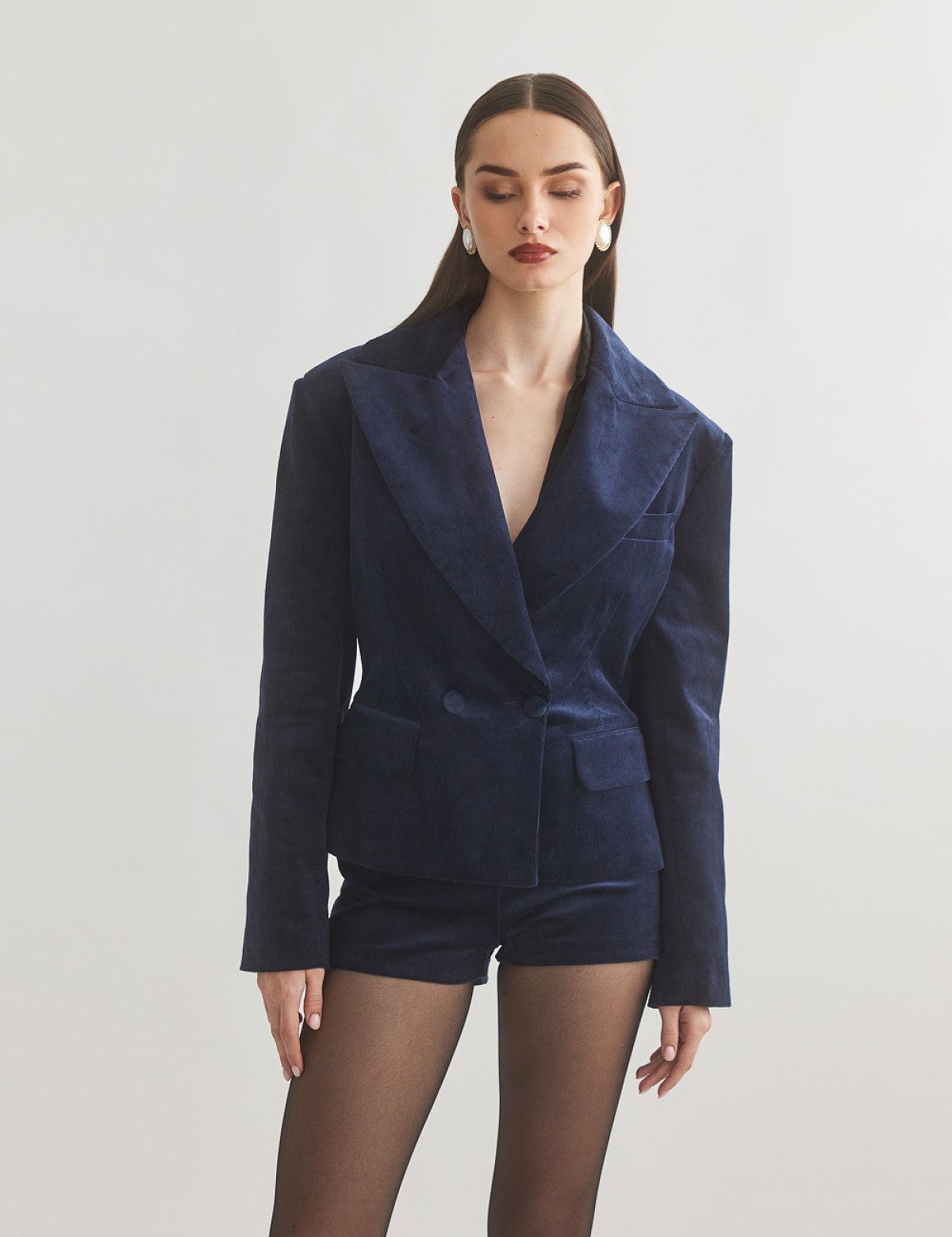 Κοτλέ σταυρωτό μπλέιζερ-11