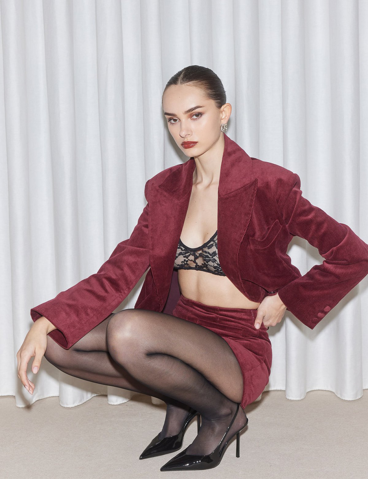 Κοτλέ σταυρωτό μπλέιζερ-8