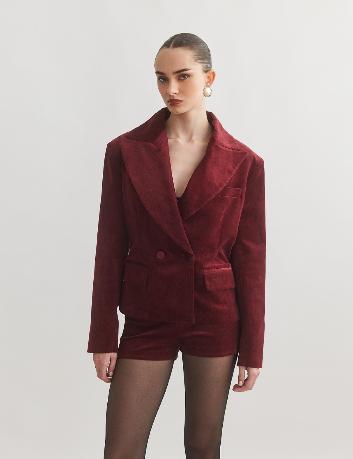 Κοτλέ σταυρωτό μπλέιζερ-5