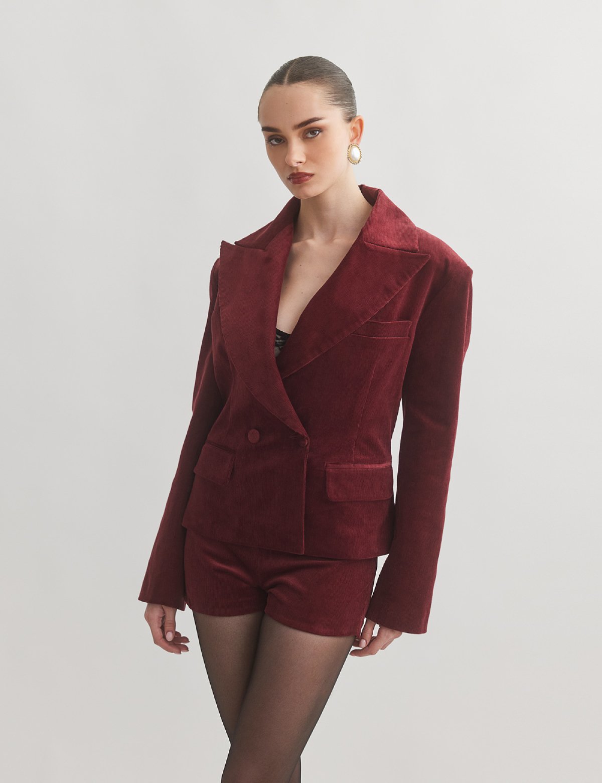 Κοτλέ σταυρωτό μπλέιζερ-3