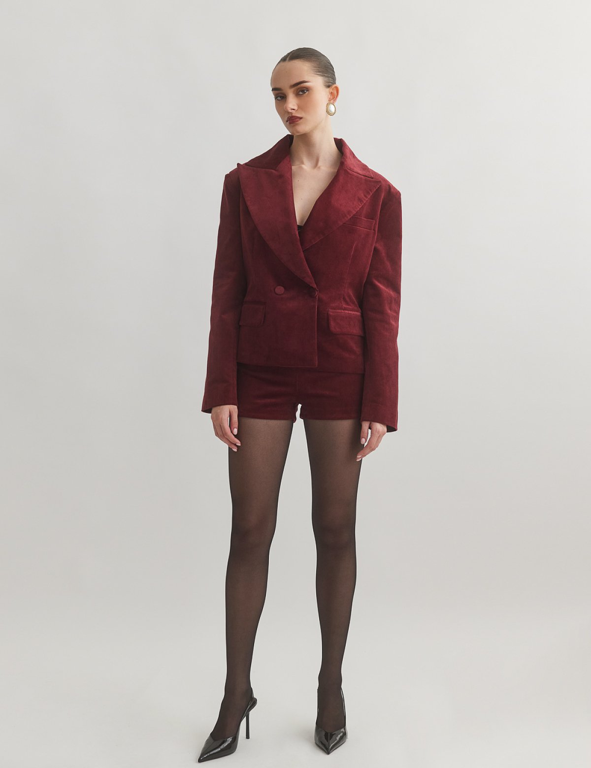 Κοτλέ σταυρωτό μπλέιζερ-4