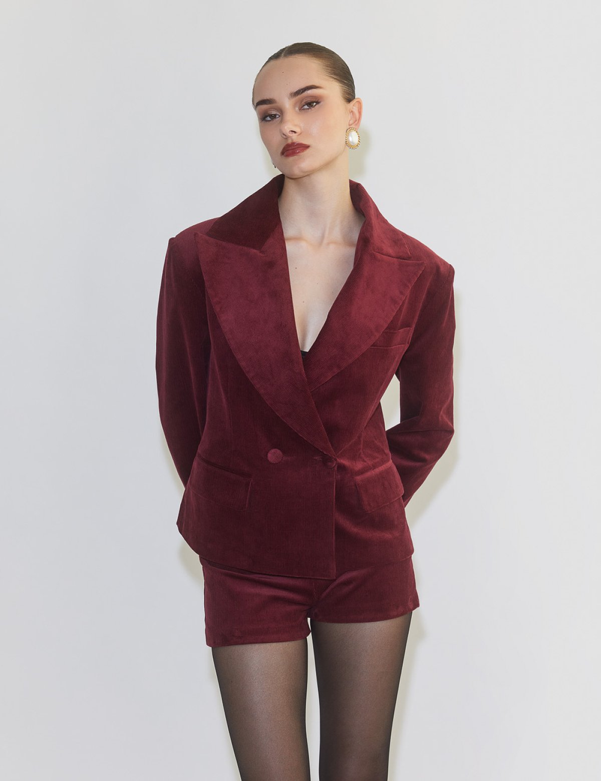 Κοτλέ σταυρωτό μπλέιζερ-6