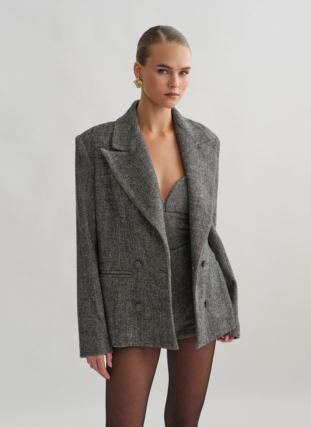 Μάλλινο σταυρωτό μπλέιζερ-0