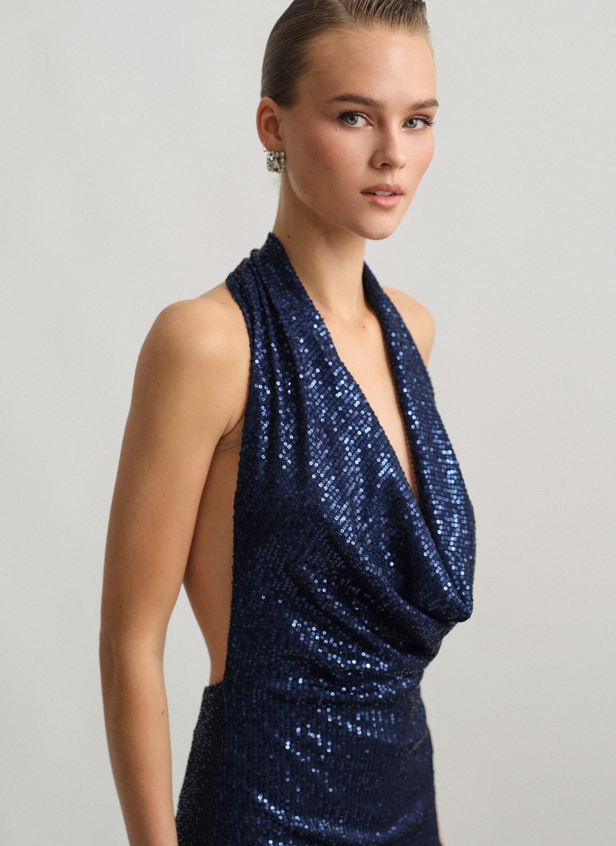 Halter sequin mini dress-3