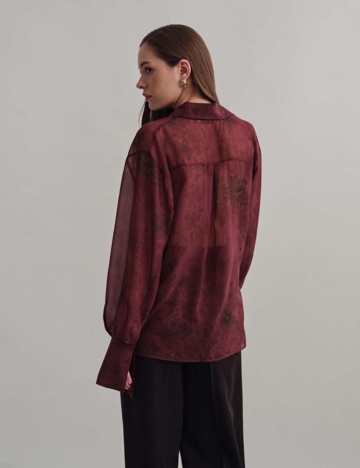 Semi-sheer shirt in aubergine floral-6