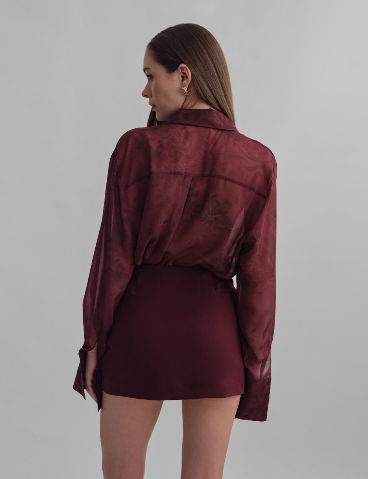 Semi-sheer shirt in aubergine floral-7
