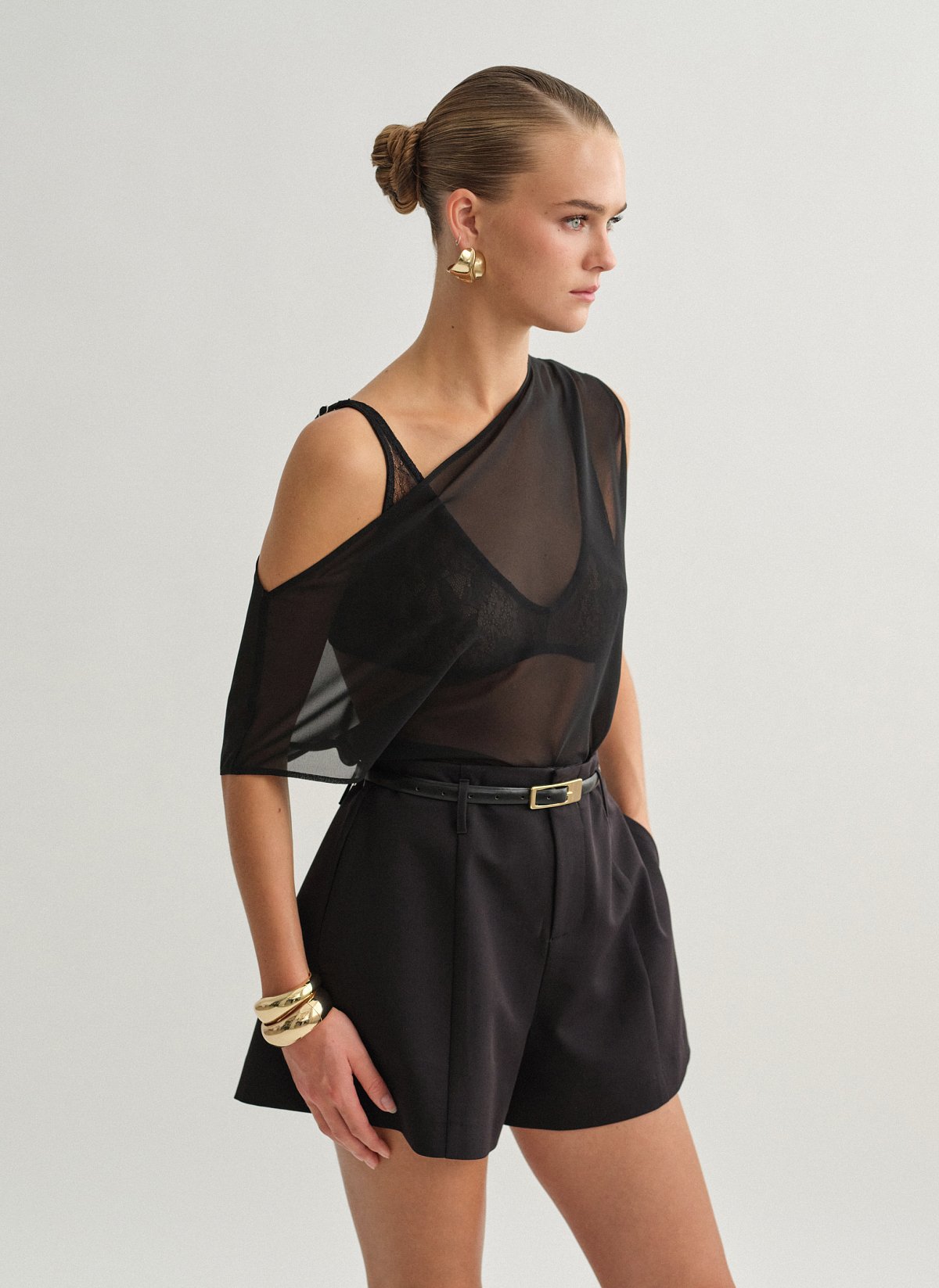 One-shoulder semi-sheer top-4