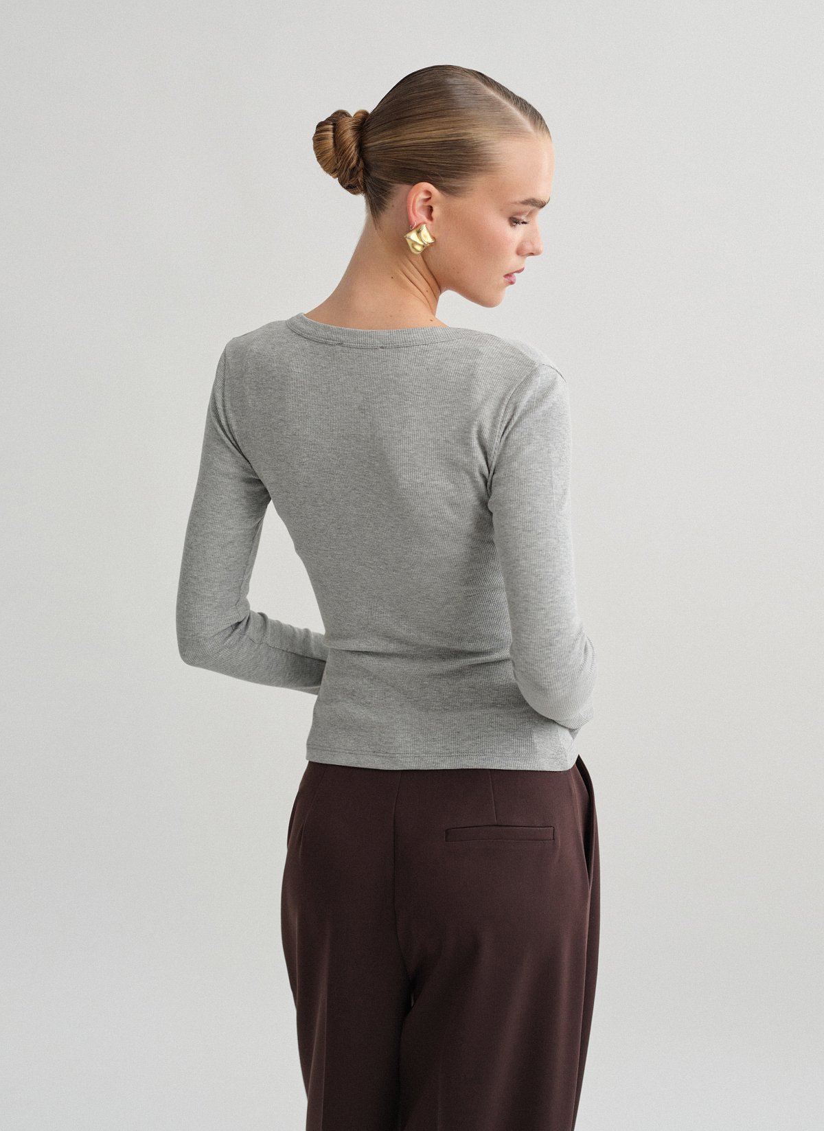 Longsleeve ribbed cardigan with buttons-5