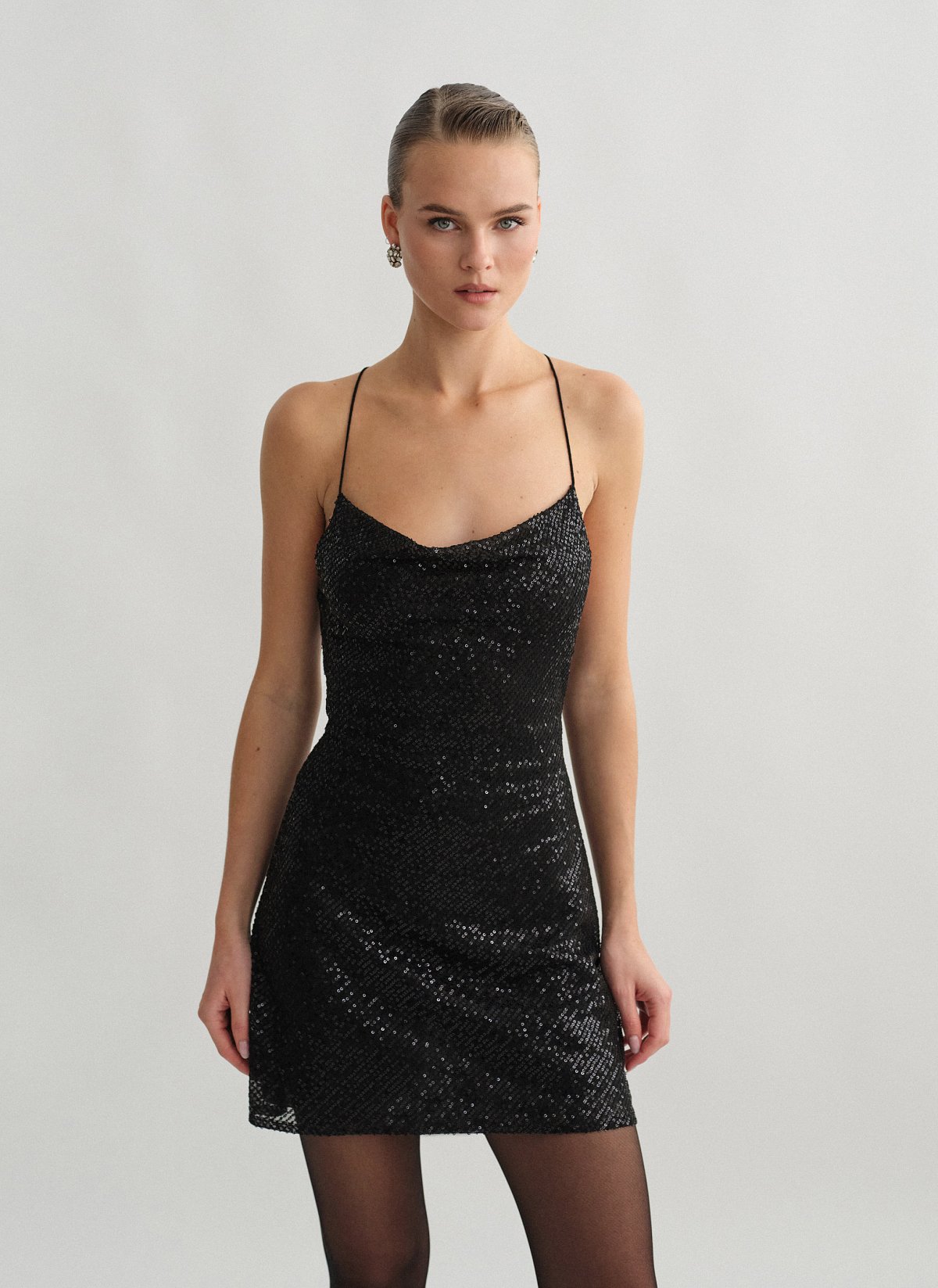 Sequin draped mini dress-1