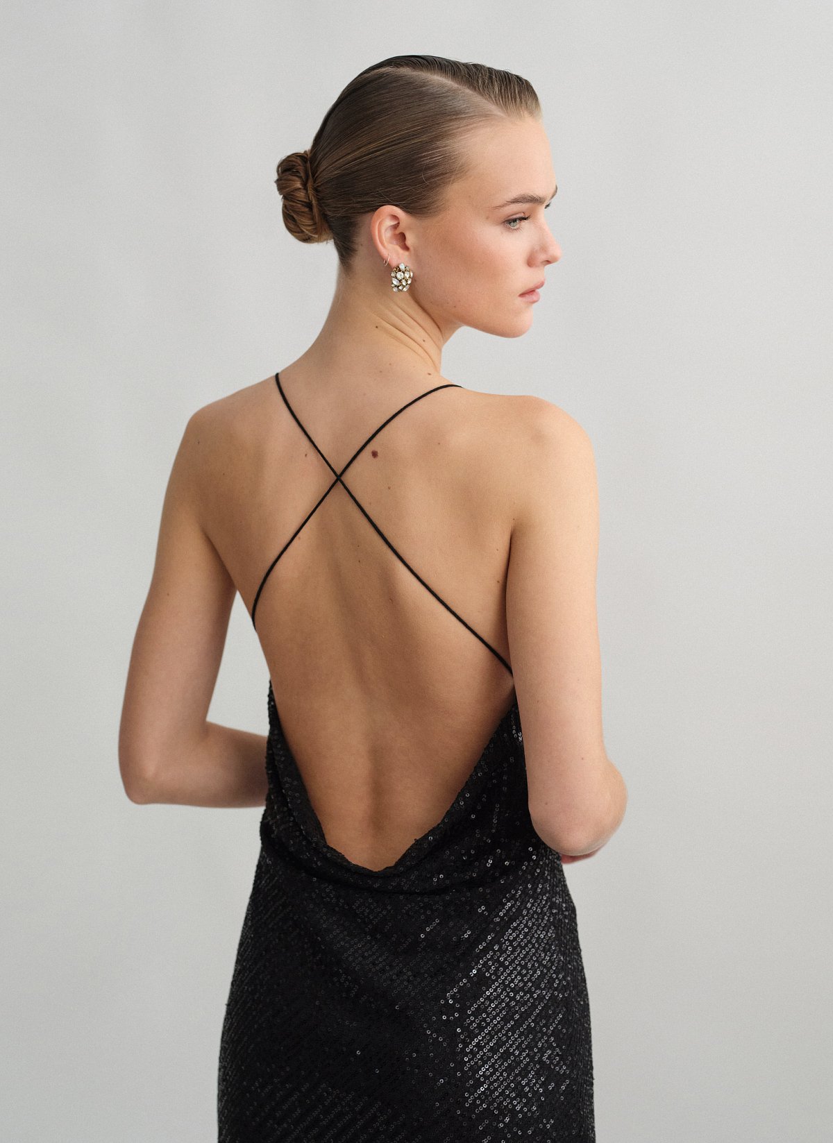 Sequin draped mini dress-4