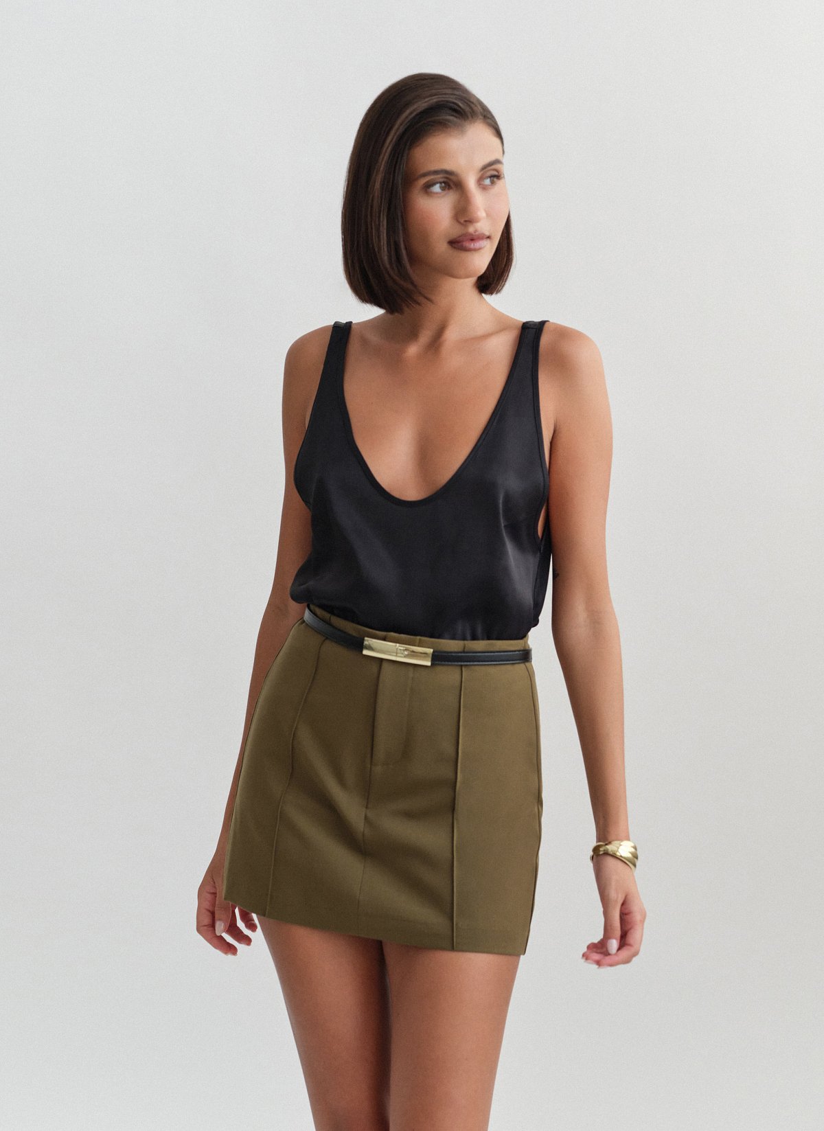 Textured skort with topstitching-16