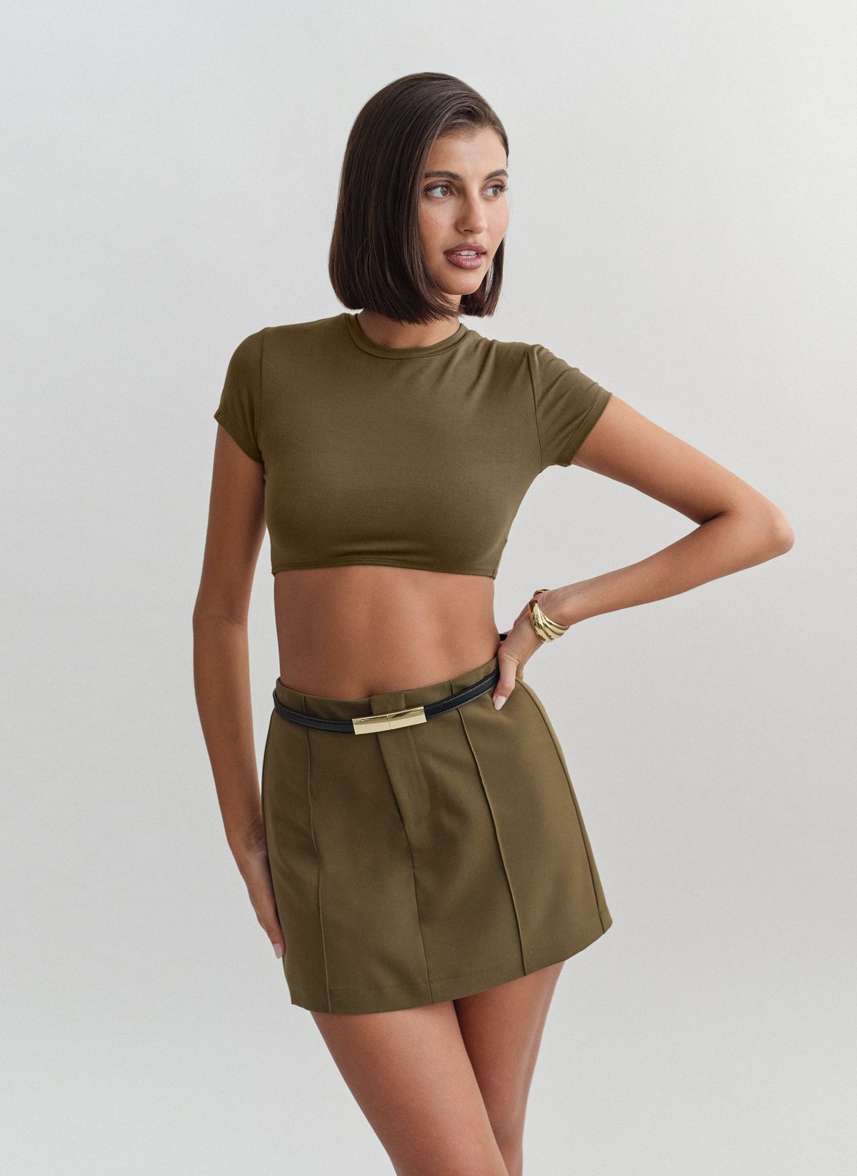 Textured skort with topstitching-15