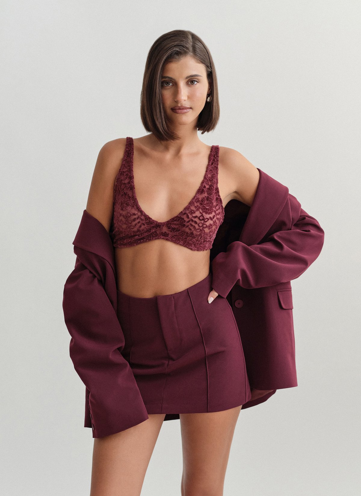 Textured skort with topstitching-19