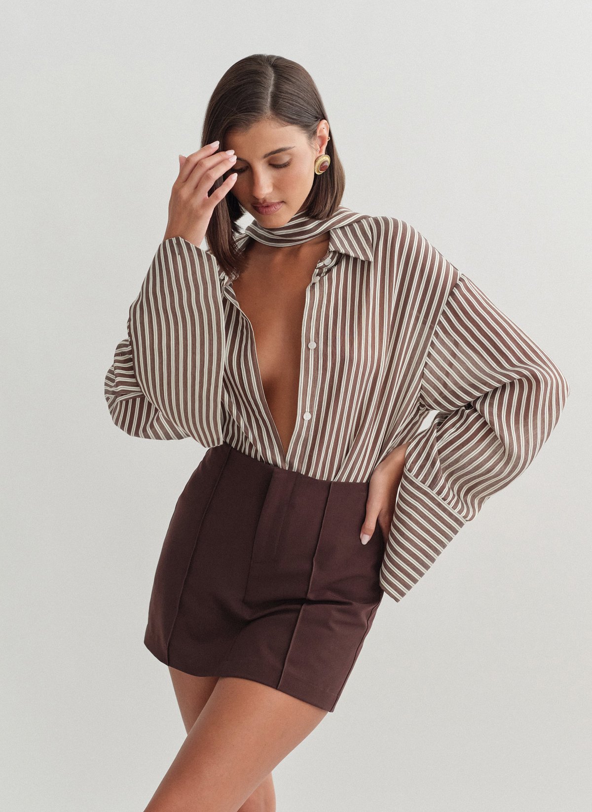 Textured skort with topstitching-1