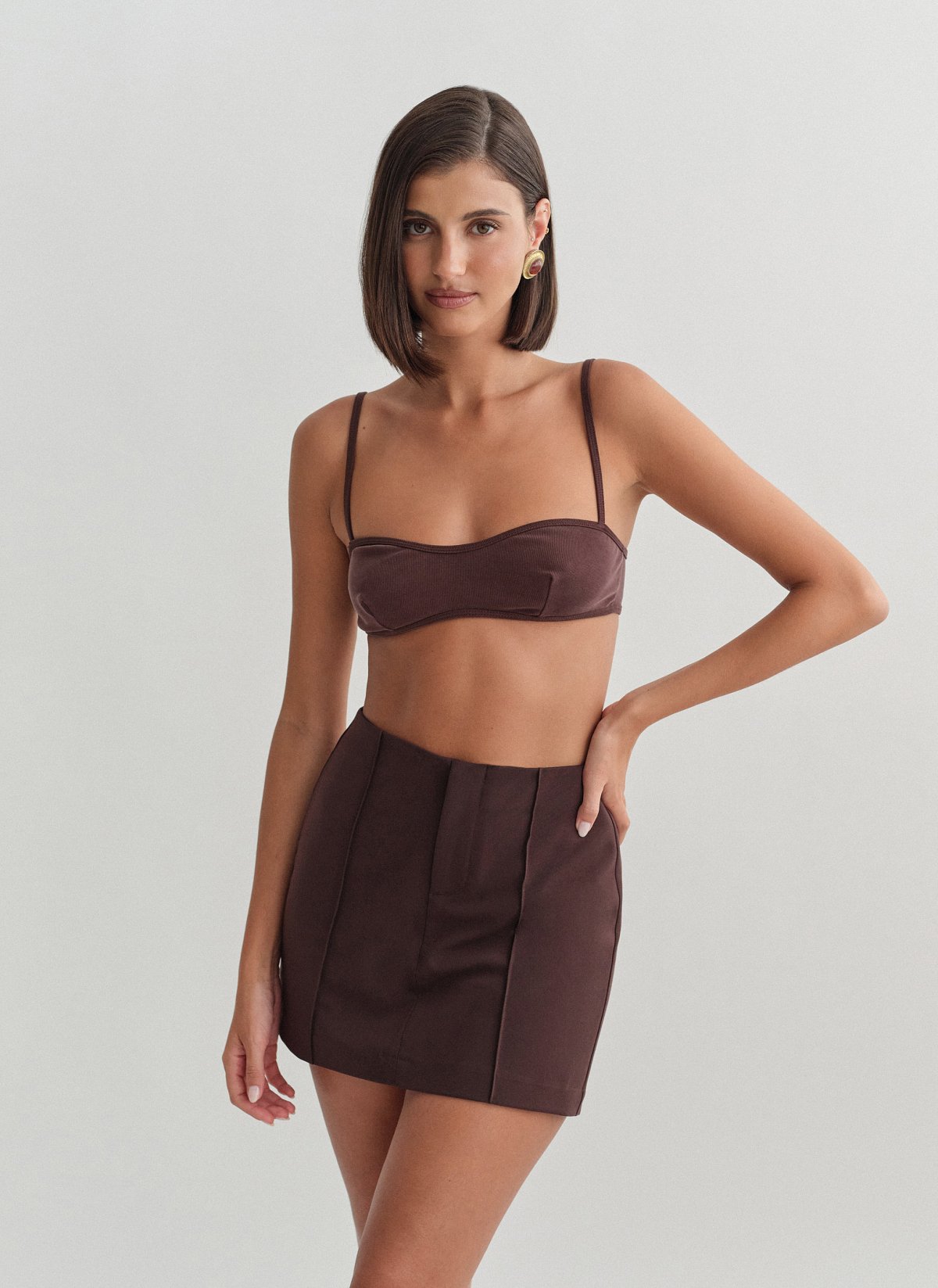 Textured skort with topstitching-0