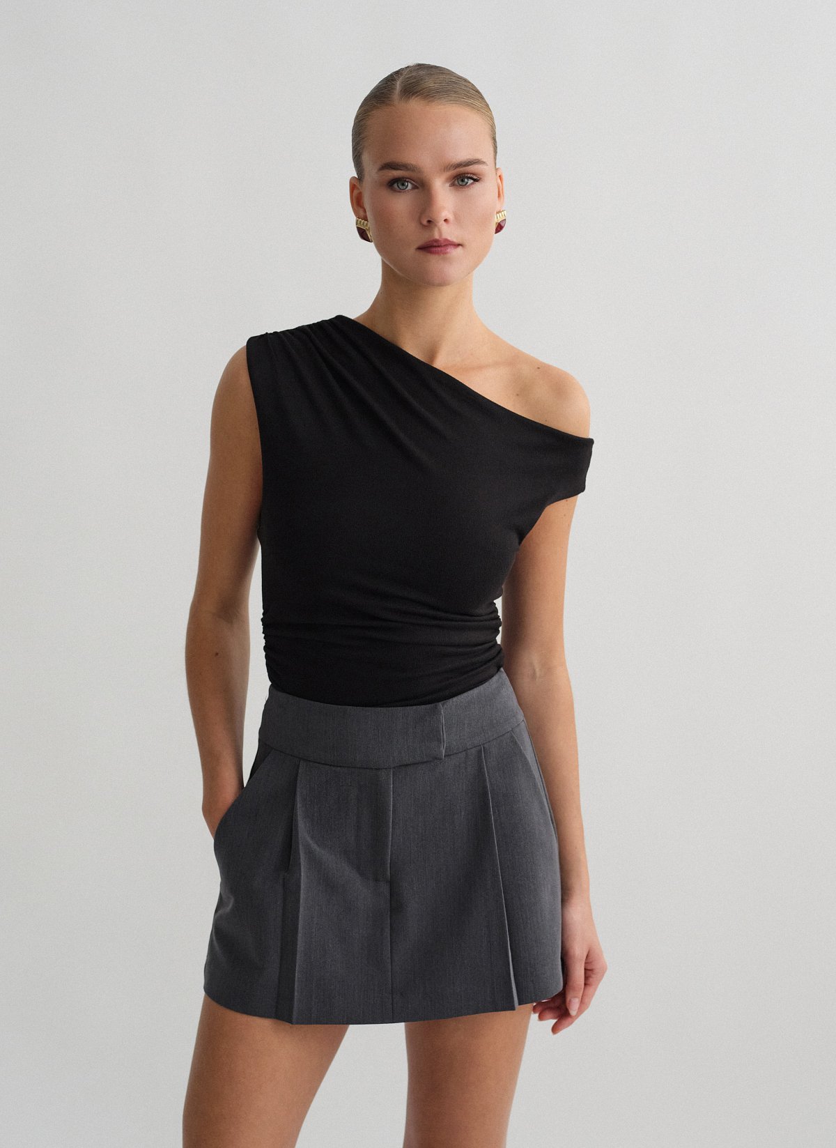 One-shoulder μπλούζα με σούρες-6