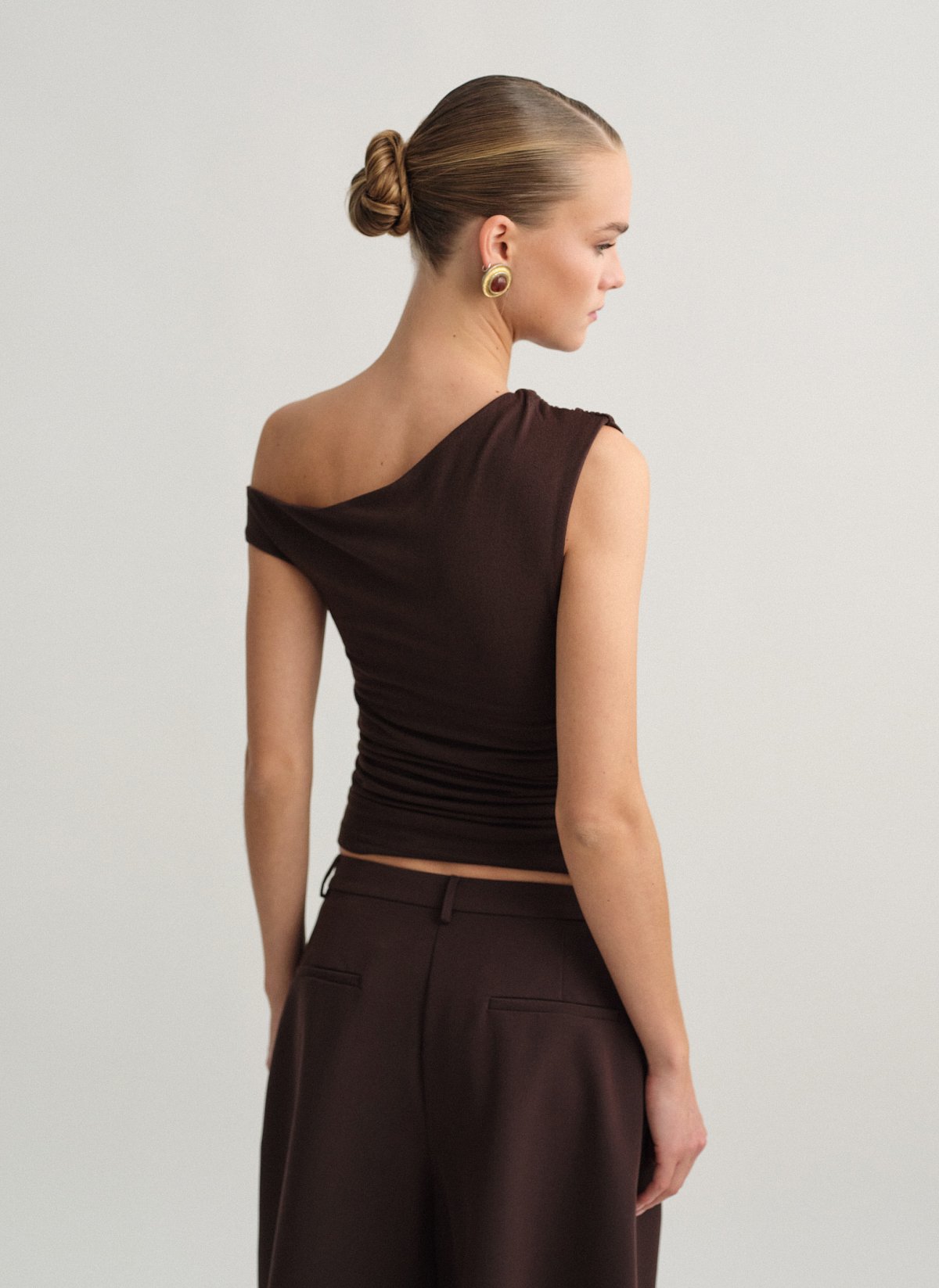 One-shoulder μπλούζα με σούρες-3