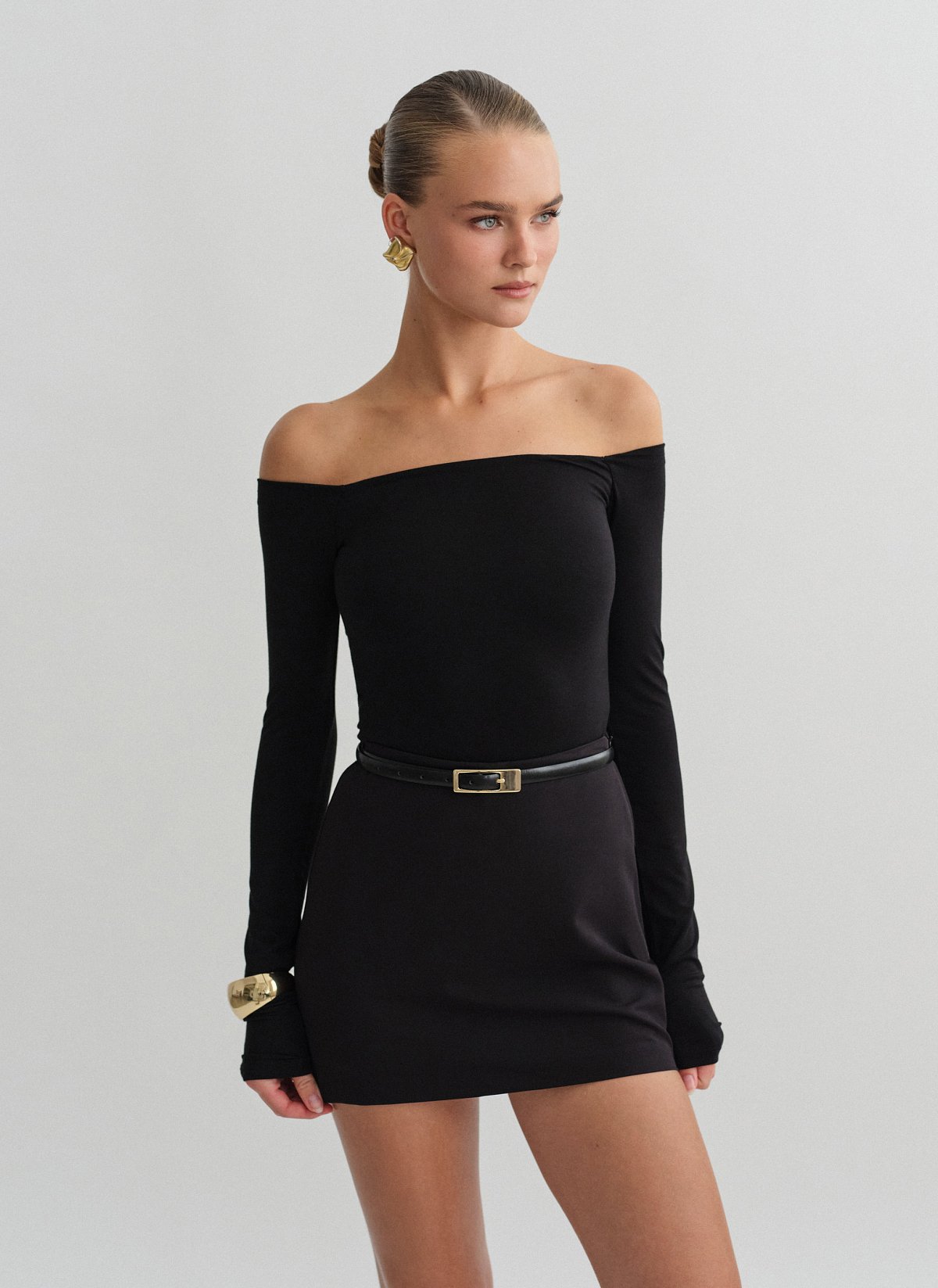 Γυναικεία μακρυμάνικη off-shoulder μπλούζα bamboo