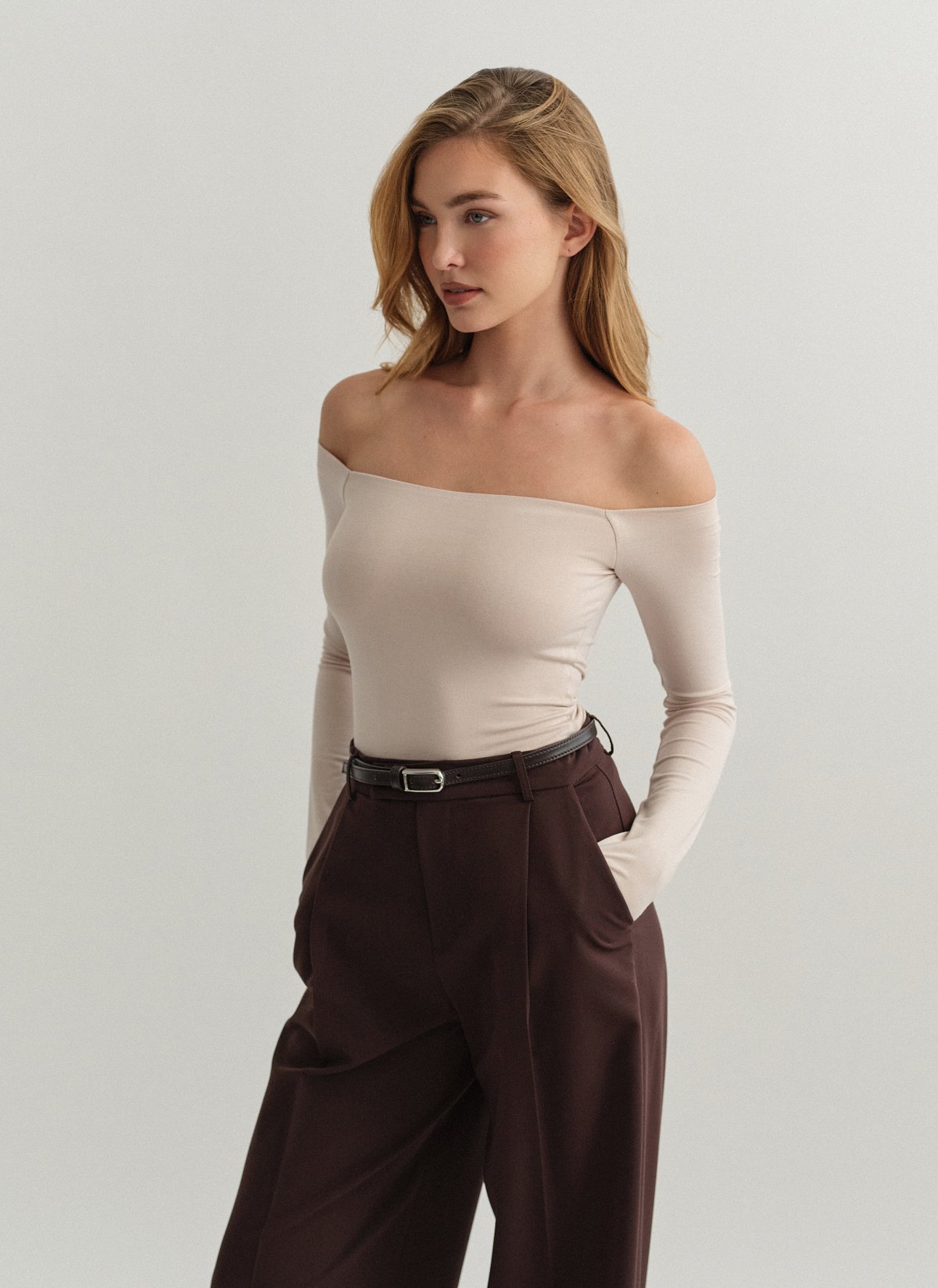 Γυναικεία μακρυμάνικη off-shoulder μπλούζα bamboo