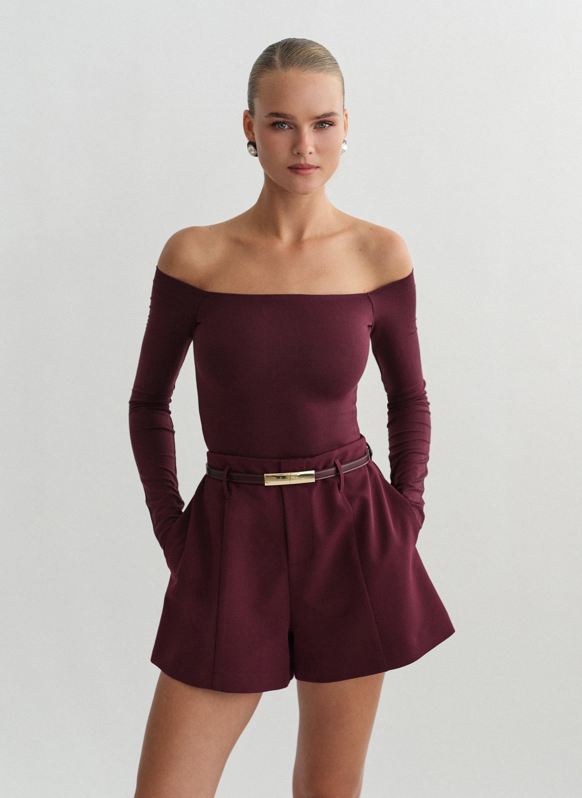 Γυναικεία μακρυμάνικη off-shoulder μπλούζα bamboo