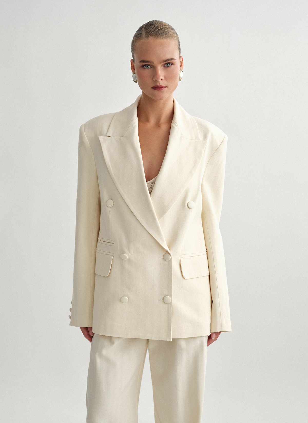 Oversized double-breasted blazer with stripes-14