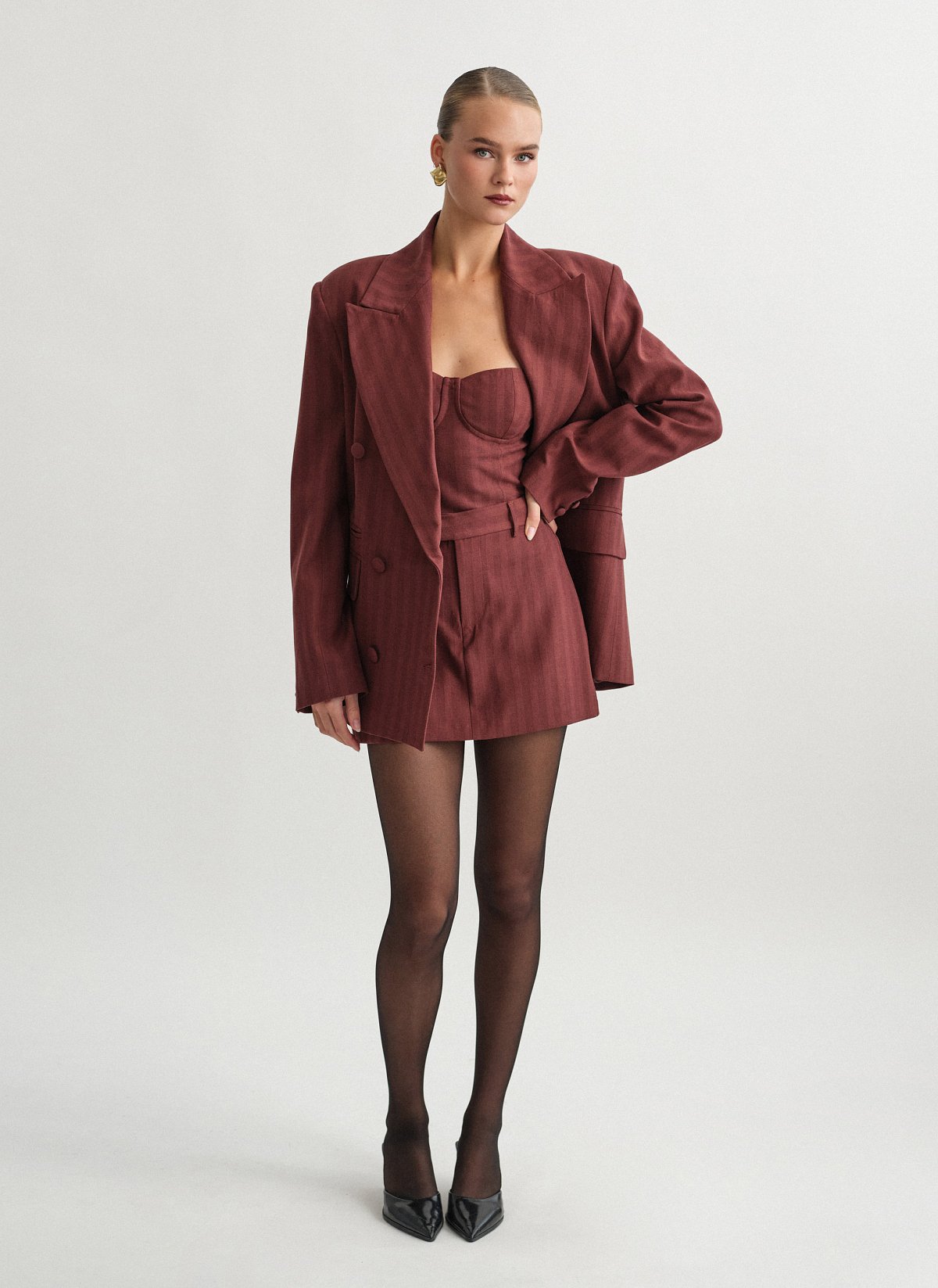 Oversized double-breasted blazer with stripes-18