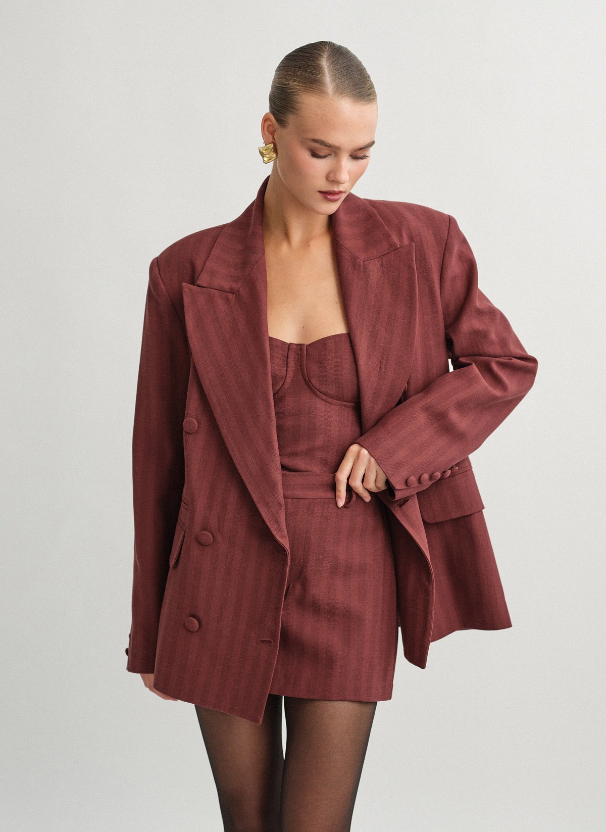 Oversized double-breasted blazer with stripes-19