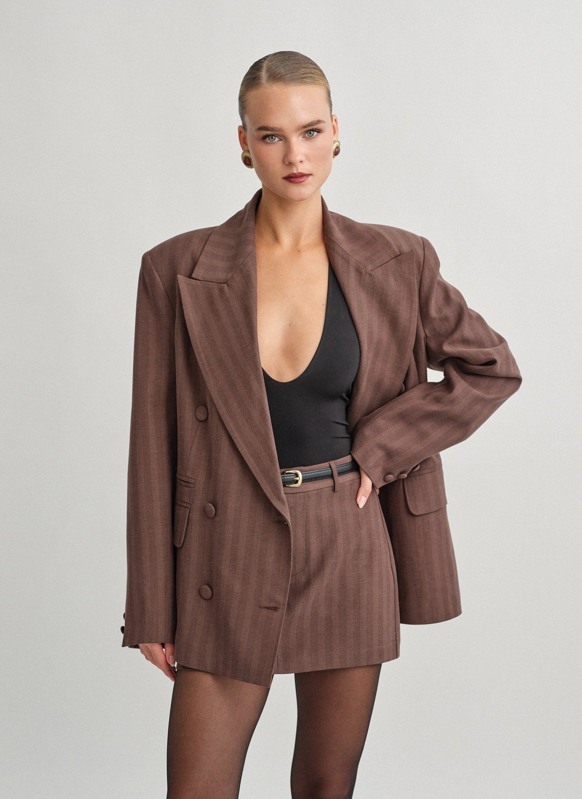 Oversized double-breasted blazer with stripes-2