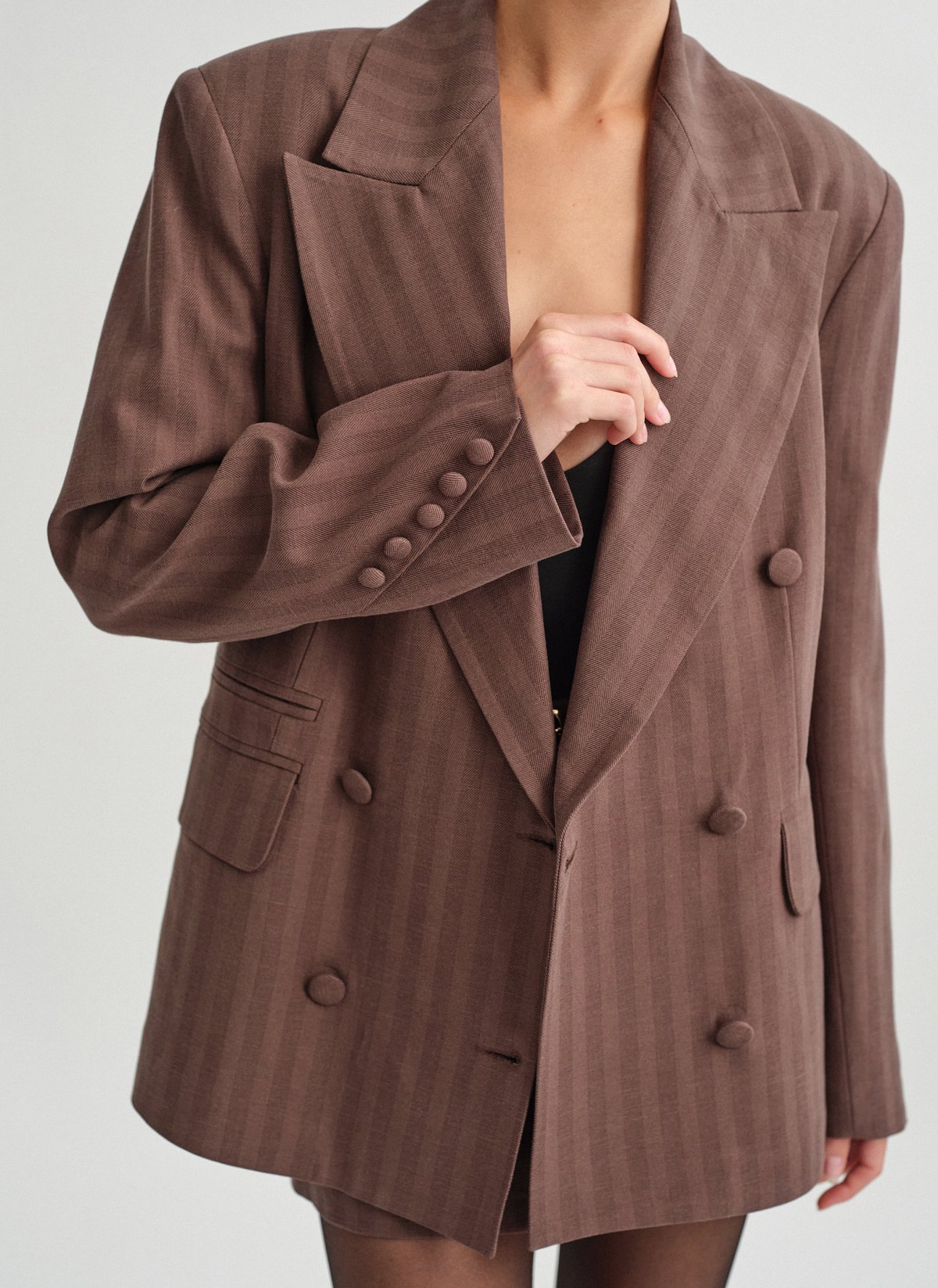 Oversized double-breasted blazer with stripes-3