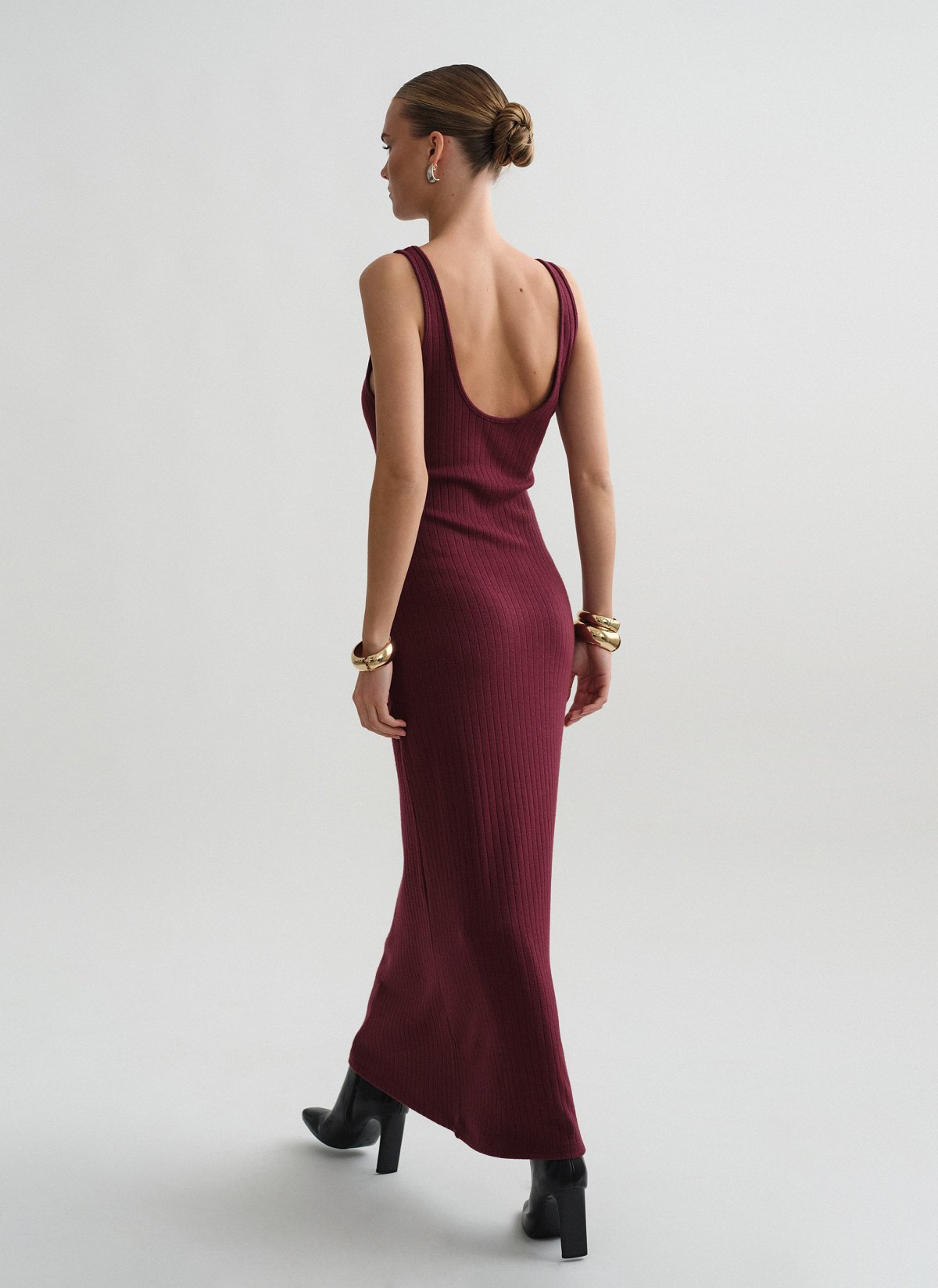 Αμάνικο πλεκτό μακρύ φόρεμα-8