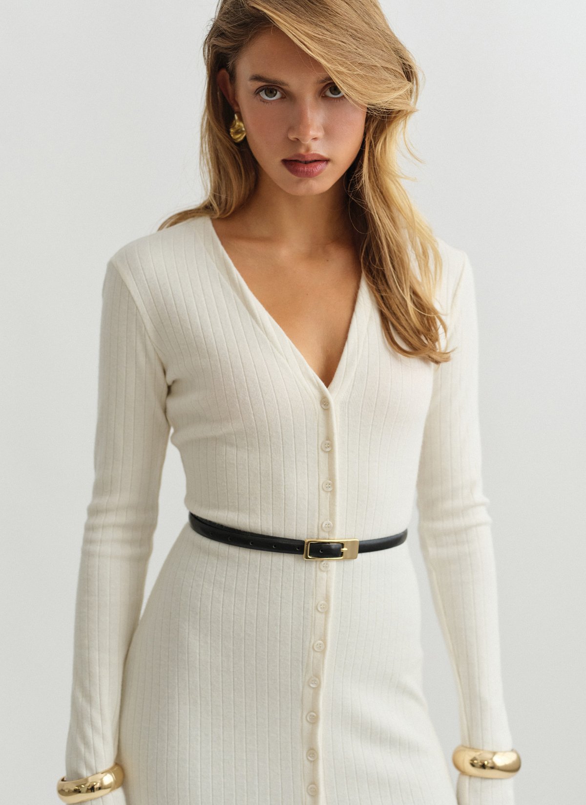 Γυναικεία ελαστική μακριά πλεκτή ριπ ζακέτα