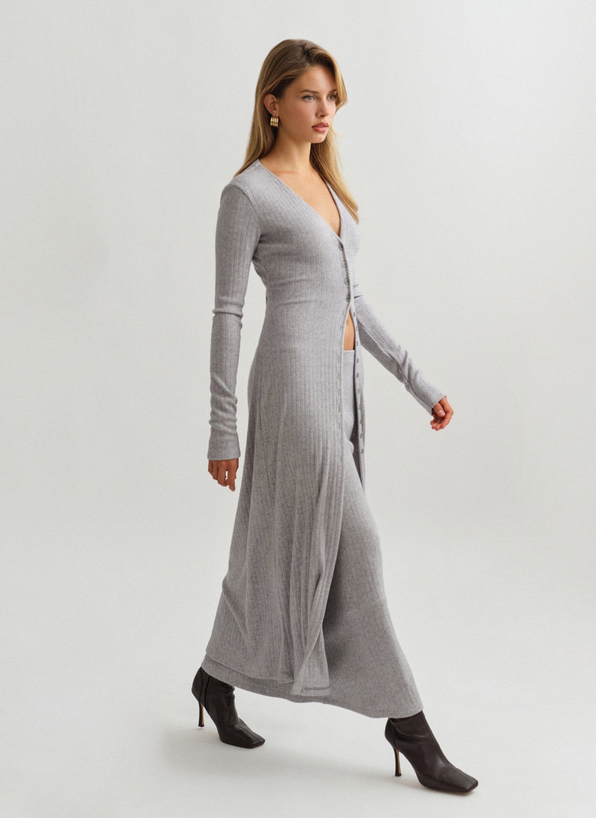 Γυναικεία ελαστική μακριά πλεκτή ριπ ζακέτα